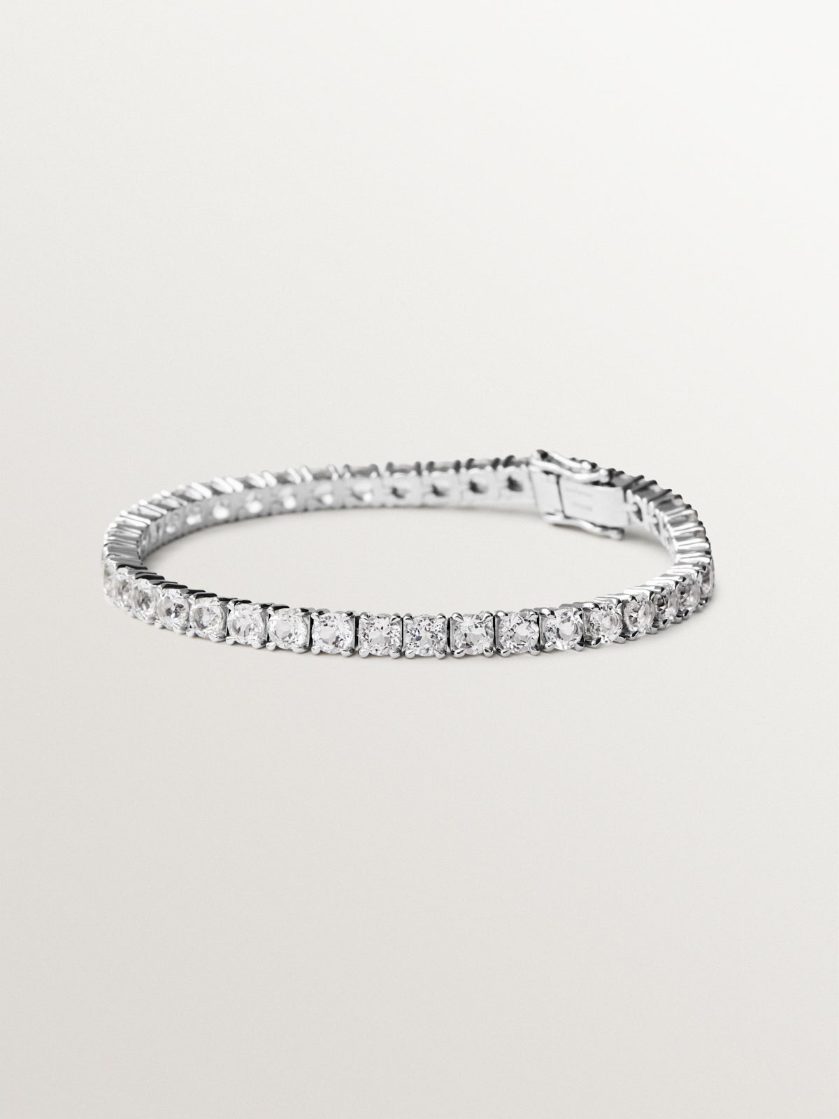 Pulsera rivière gruesa de plata 925 con topacios blancos