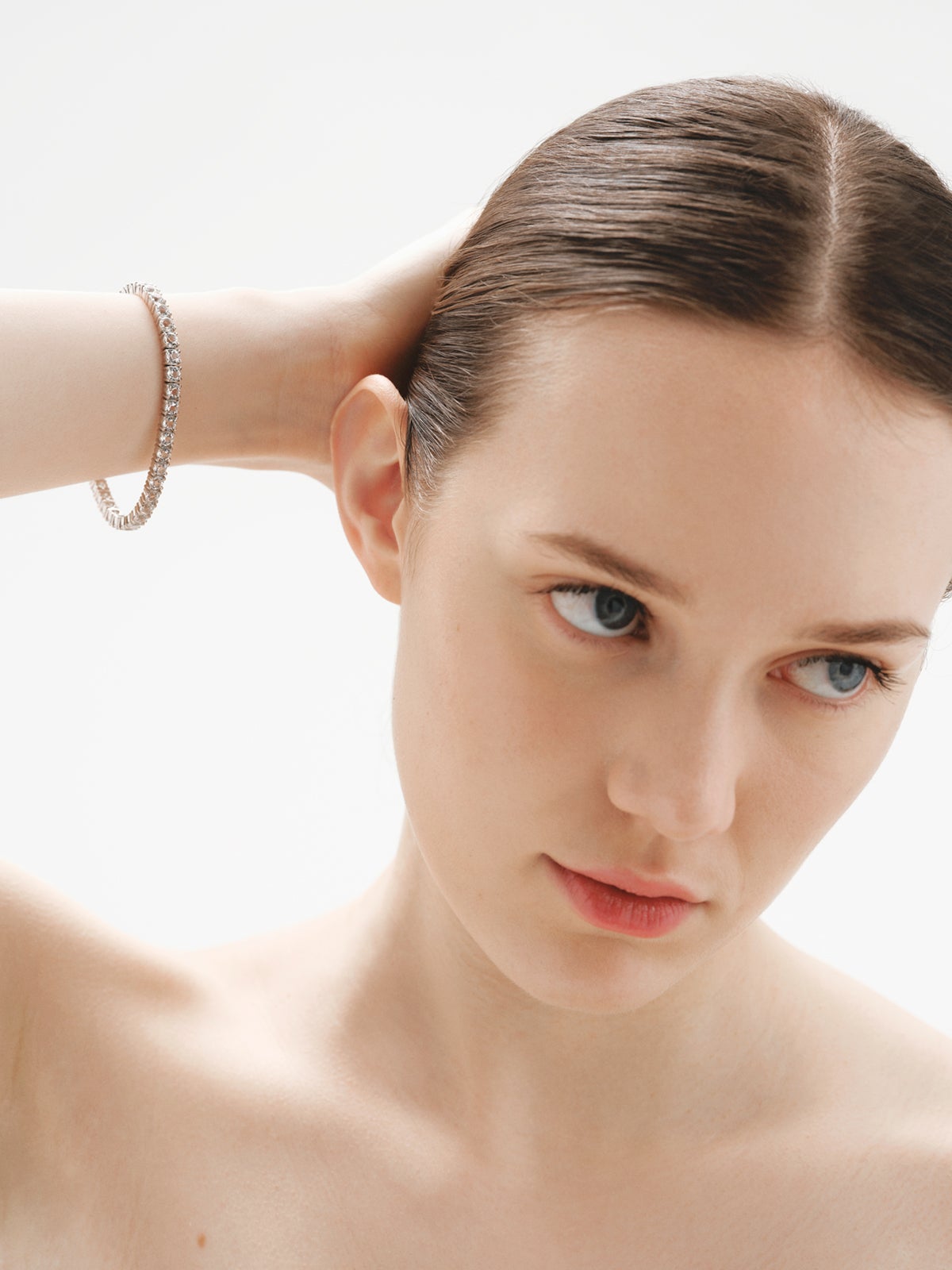 Pulsera rivière gruesa de plata 925 con topacios blancos