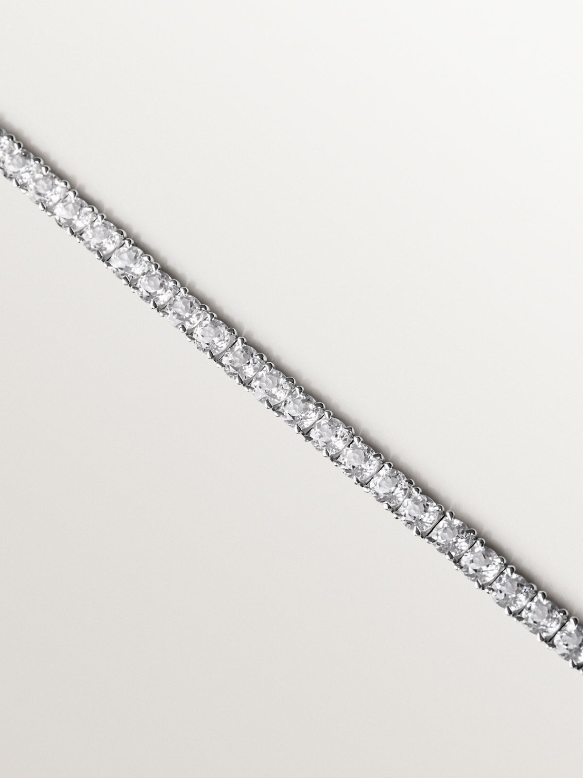 Pulsera rivière gruesa de plata 925 con topacios blancos