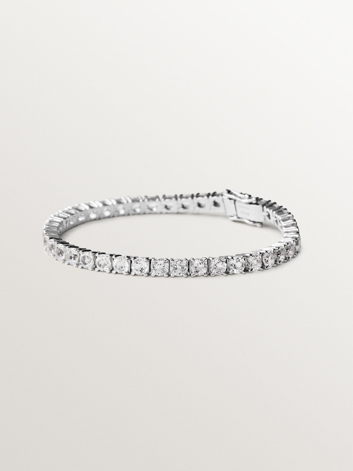 Pulsera rivière gruesa de plata 925 con topacios blancos