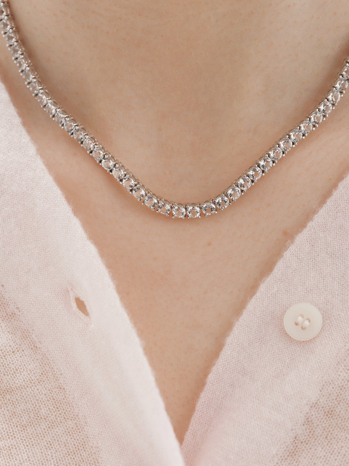 Collar rivière de plata 925 con topacios blancos