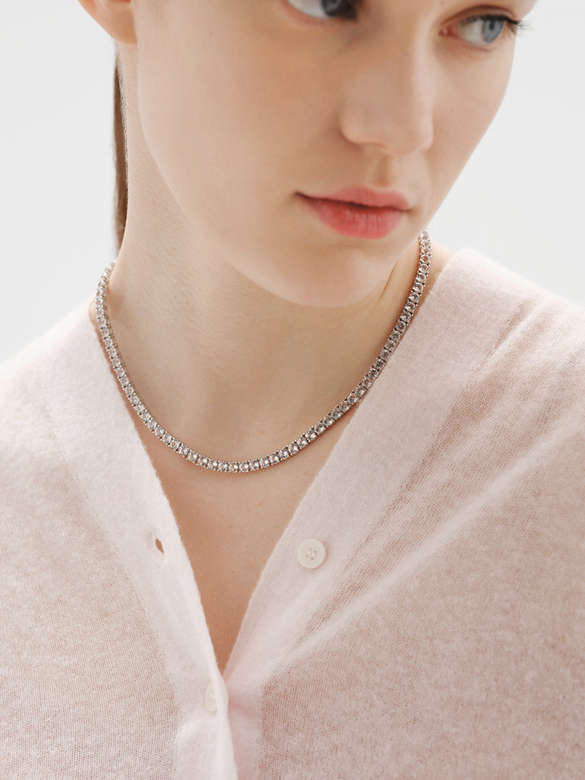 Collar rivière de plata 925 con topacios blancos