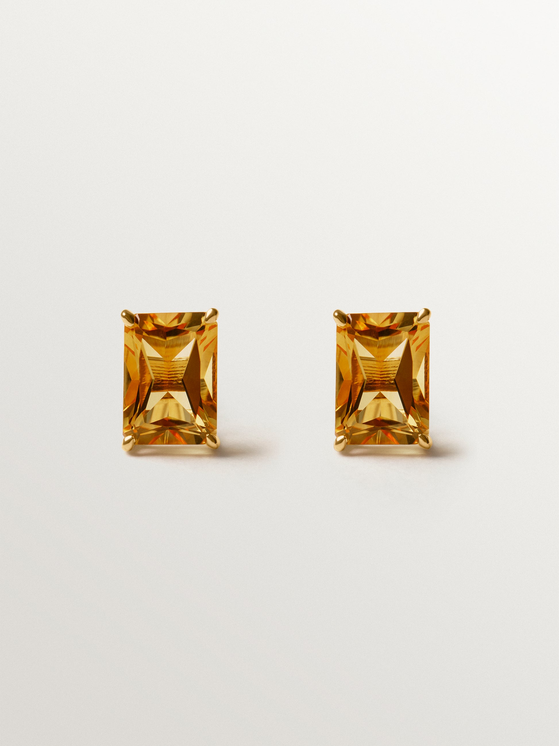 Pendientes de plata 925 bañada en oro amarillo de 18K con citrinos naranjas