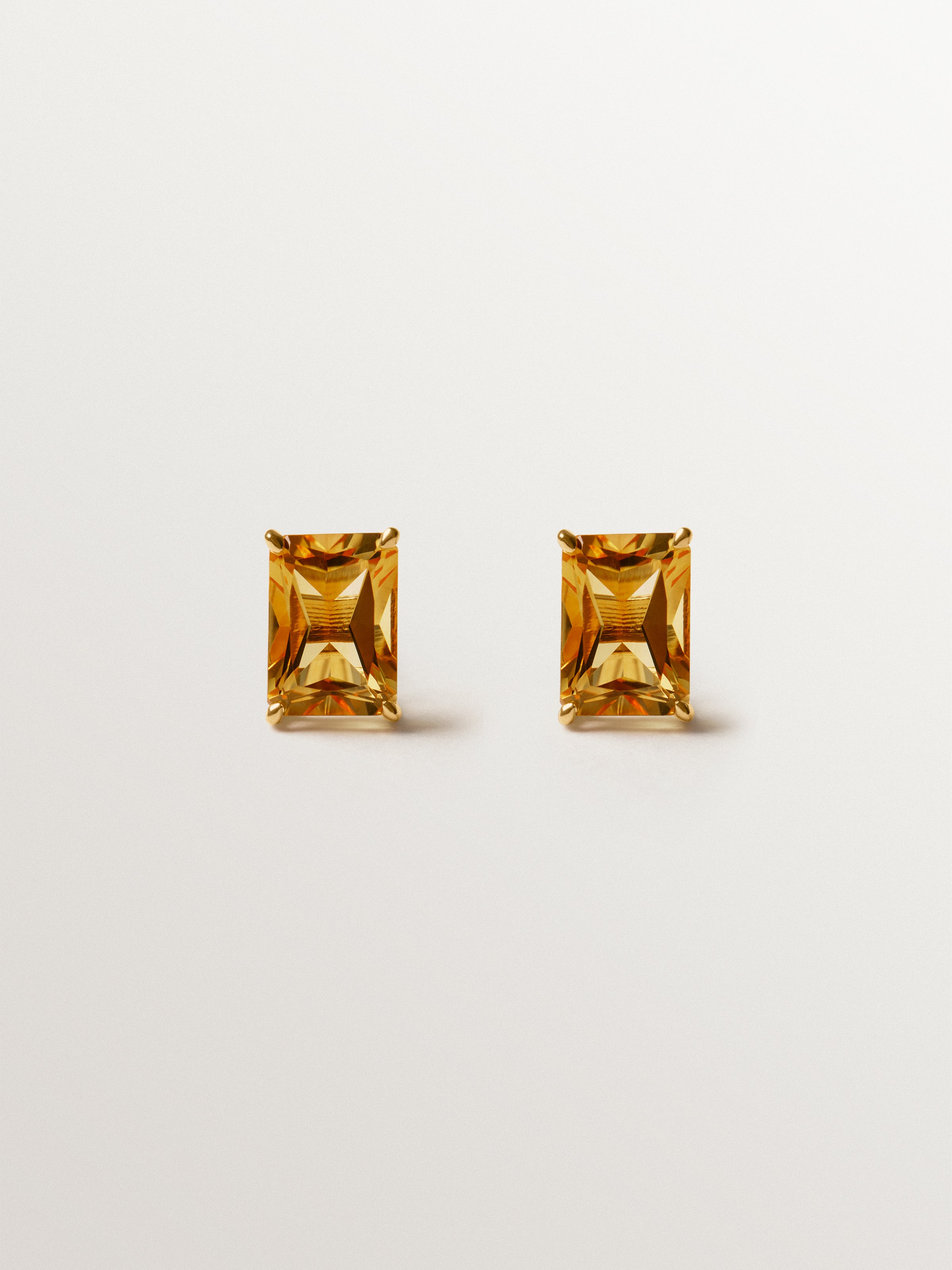 Pendientes de plata 925 bañada en oro amarillo de 18K con citrinos verdes