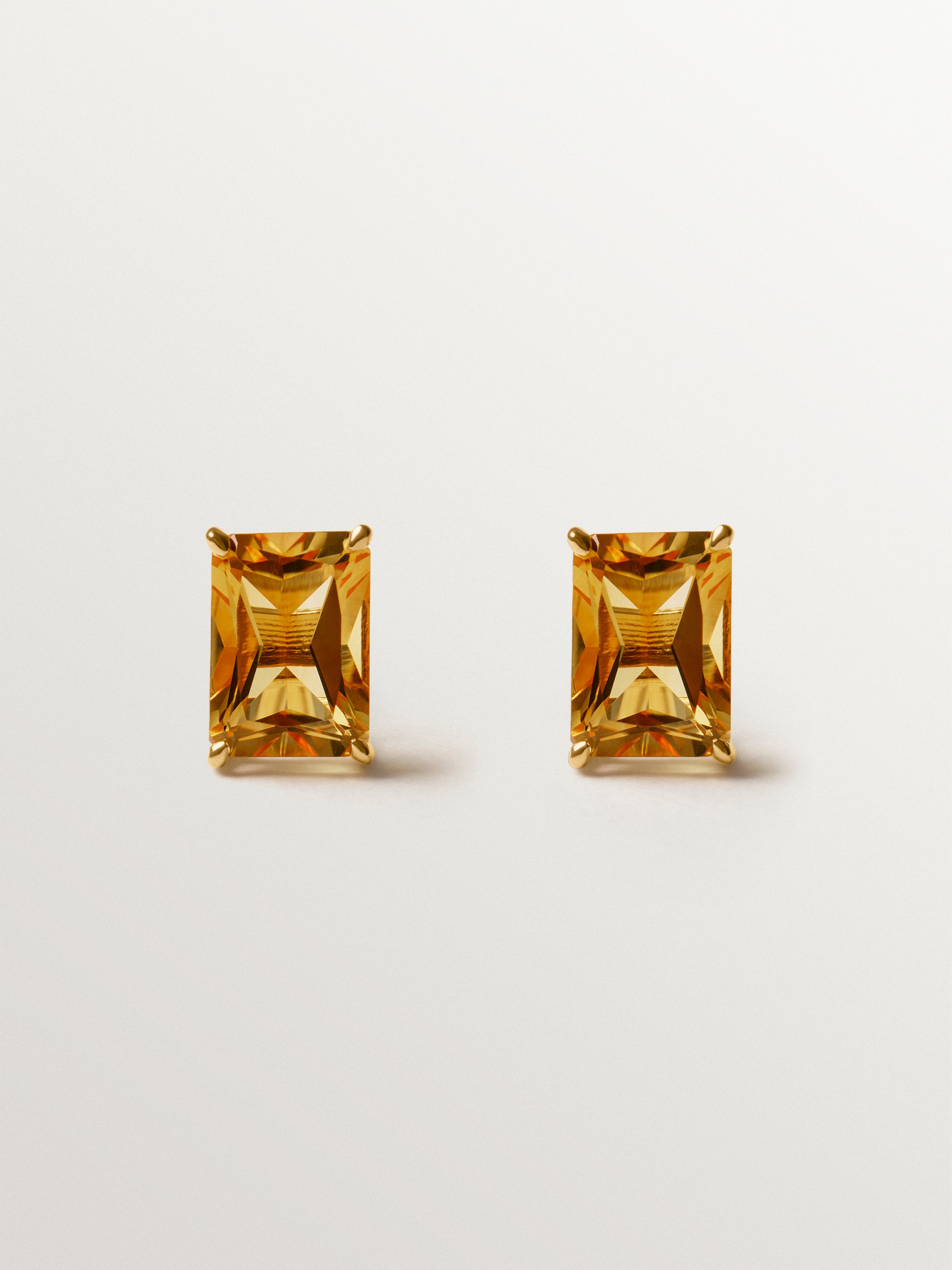 Pendientes de plata 925 bañada en oro amarillo de 18K con citrinos verdes