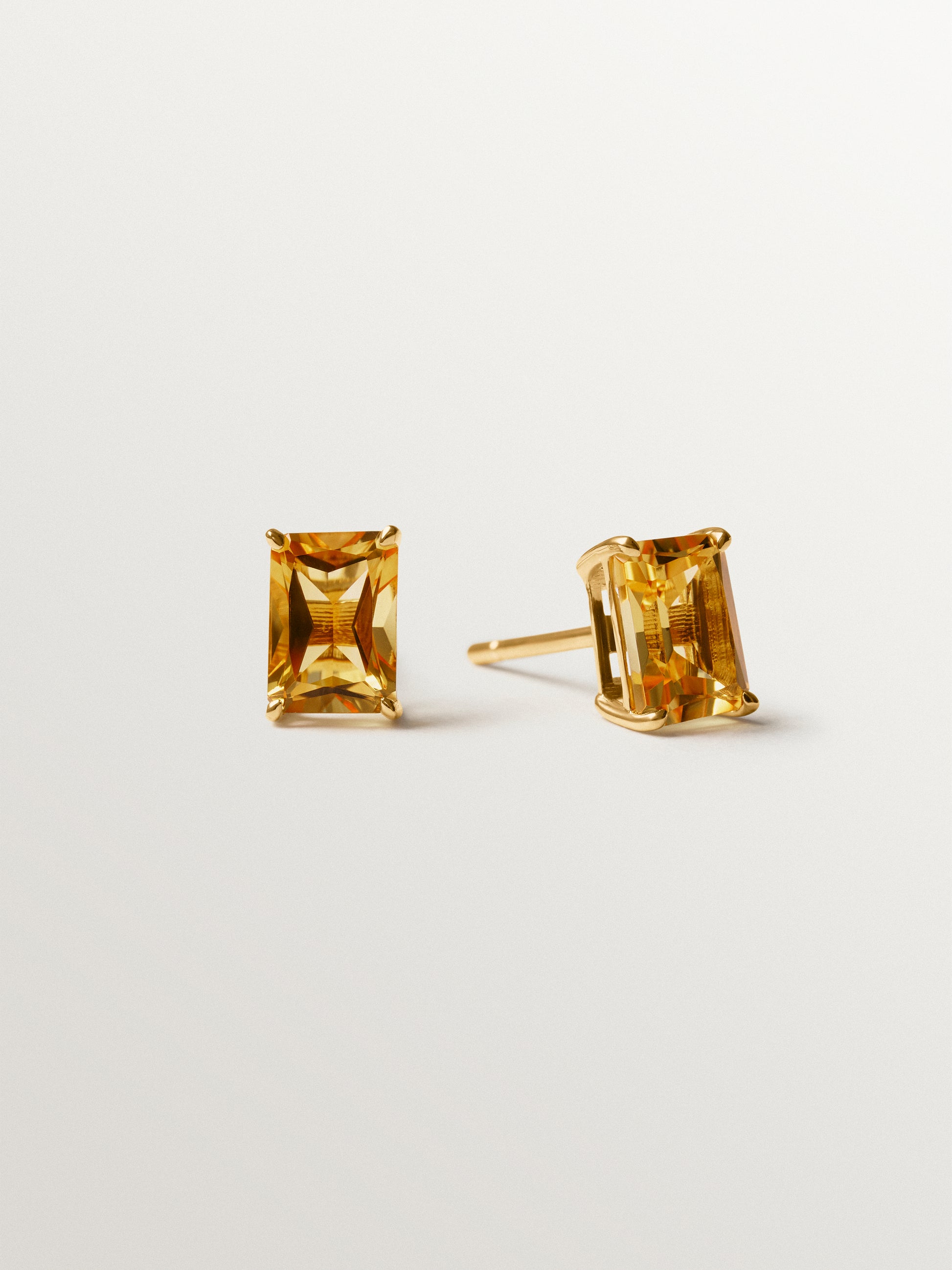 Pendientes de plata 925 bañada en oro amarillo de 18K con citrinos naranjas