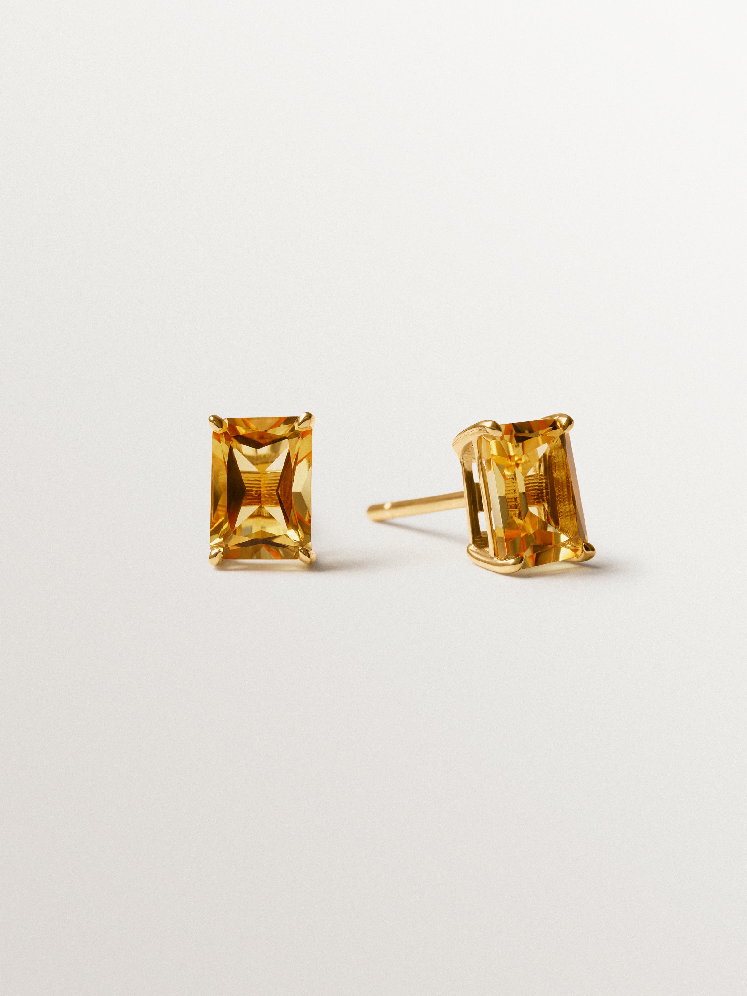 Pendientes de plata 925 bañada en oro amarillo de 18K con citrinos verdes