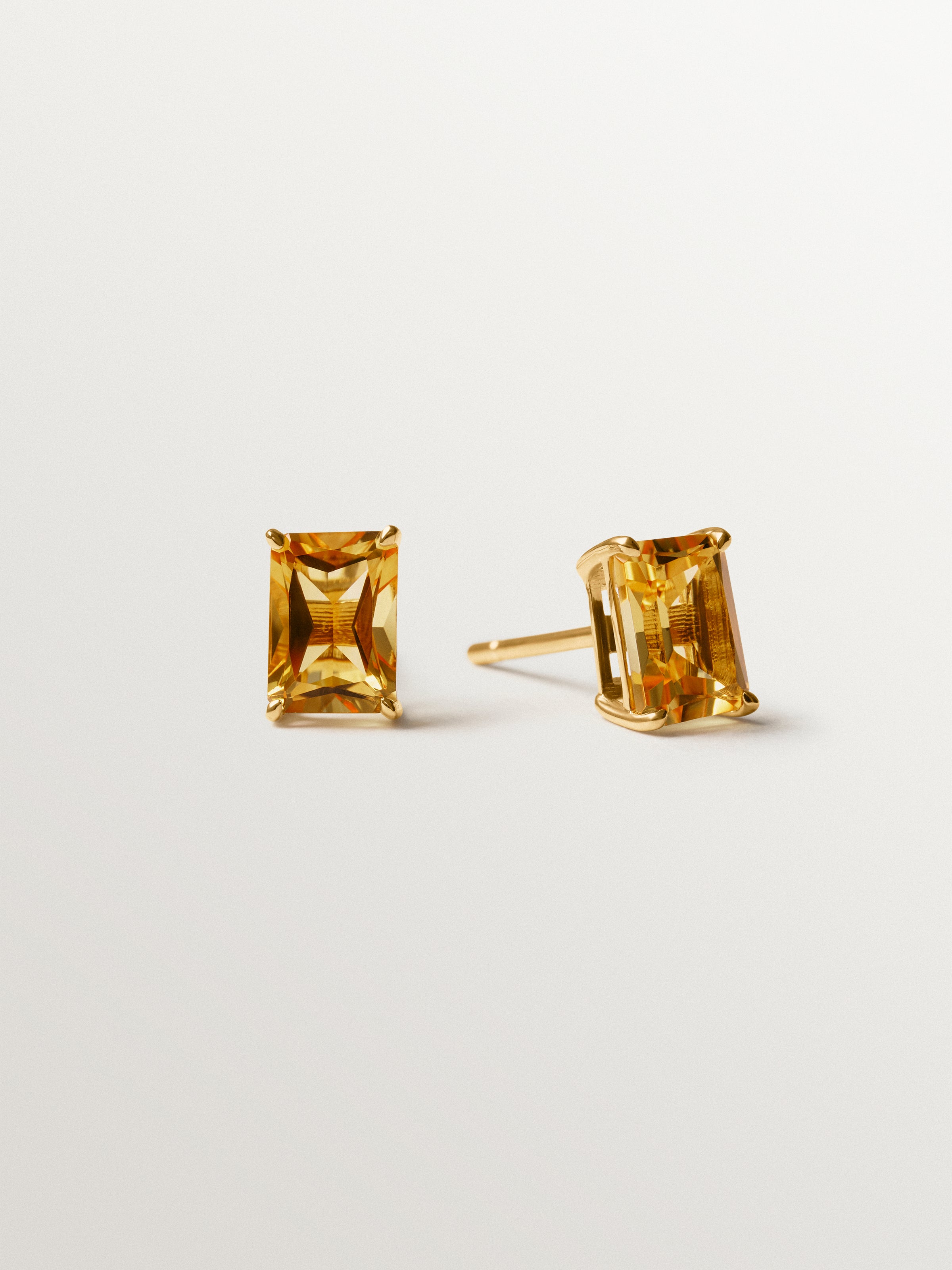Pendientes de plata 925 bañada en oro amarillo de 18K con citrinos verdes