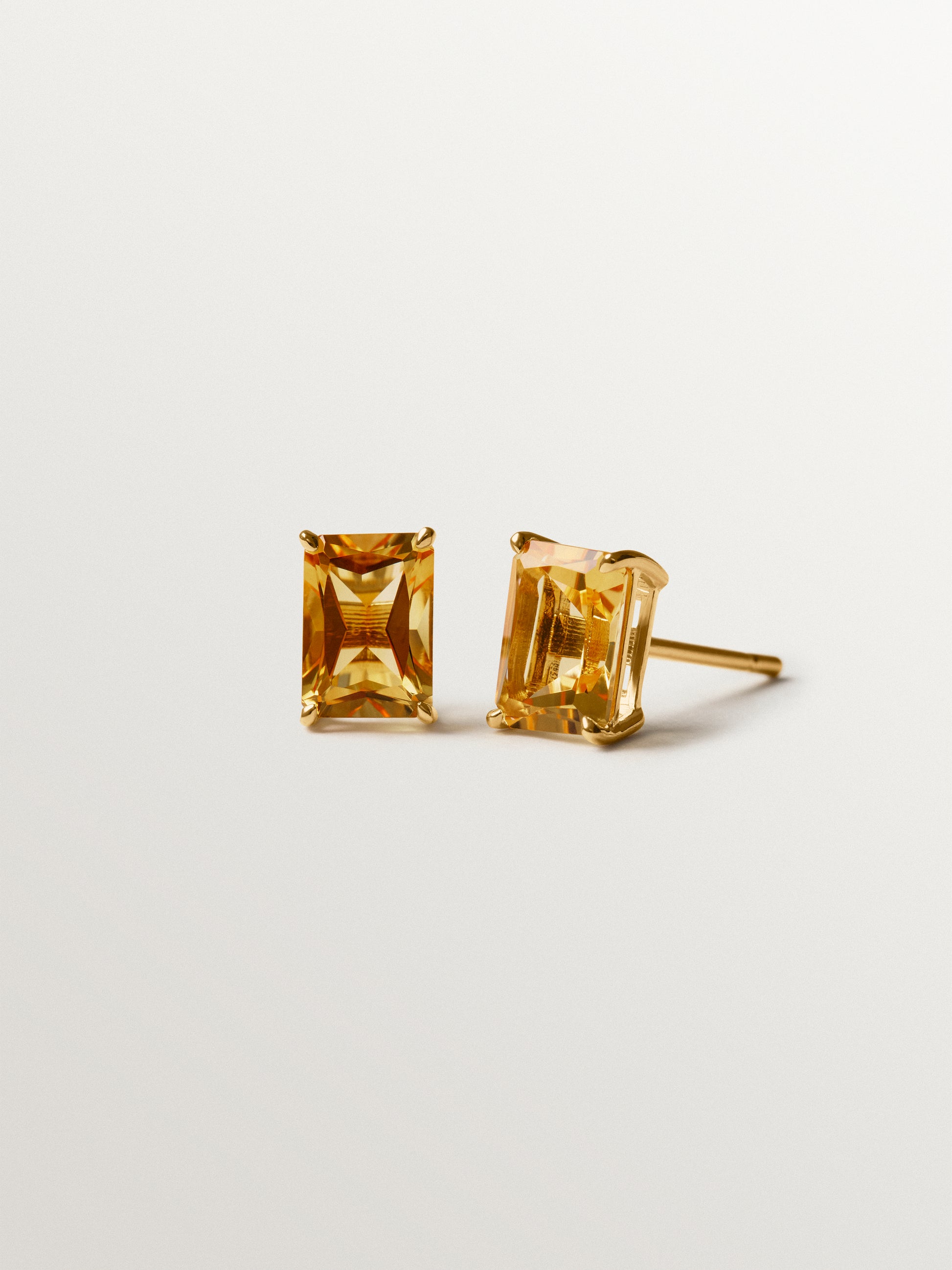 Pendientes de plata 925 bañada en oro amarillo de 18K con citrinos naranjas