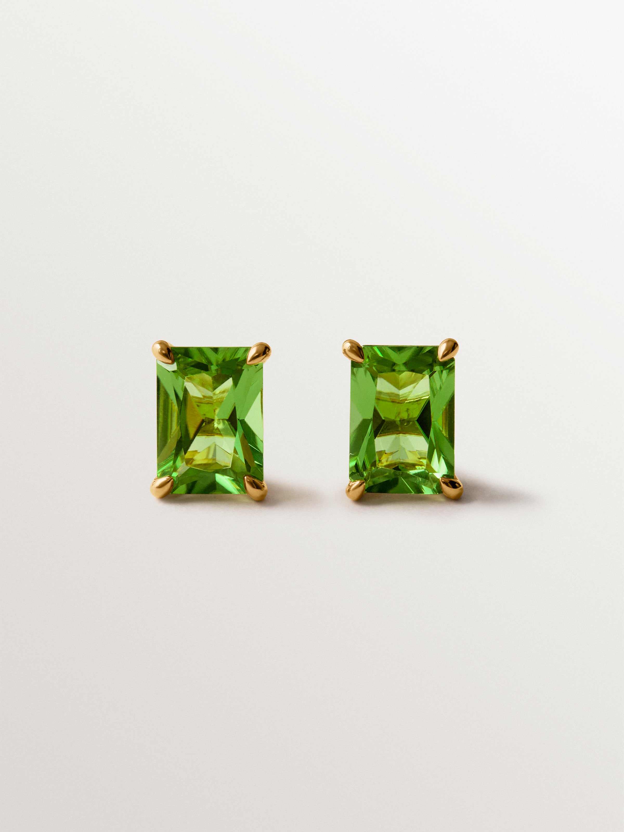 Pendientes de plata 925 bañados en oro amarillo de 18K peridotos verdes