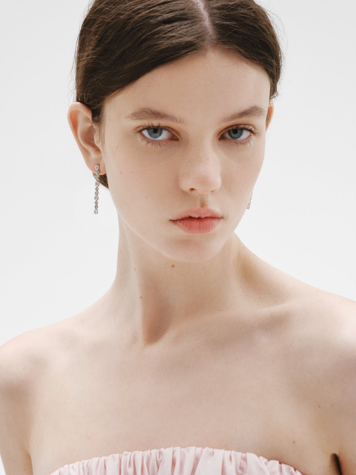 Pendientes largos de plata 925 con topacios blancos