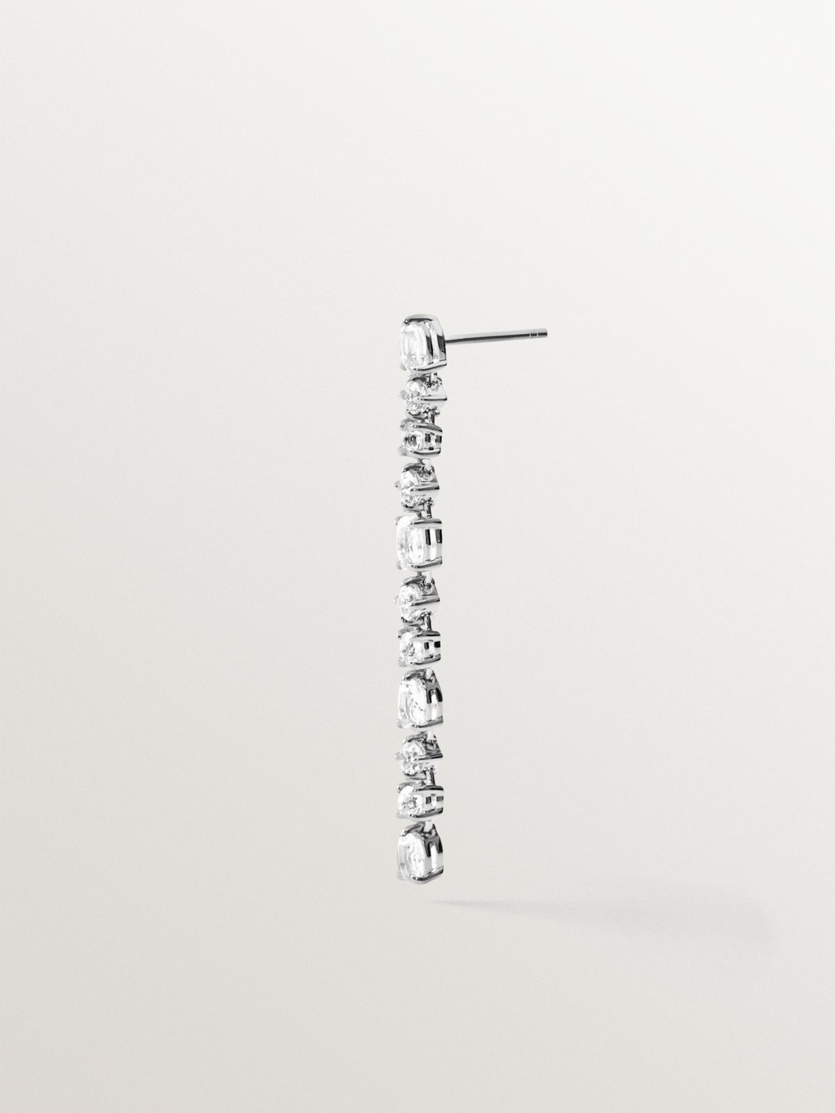 Pendientes largos de plata 925 con topacios blancos