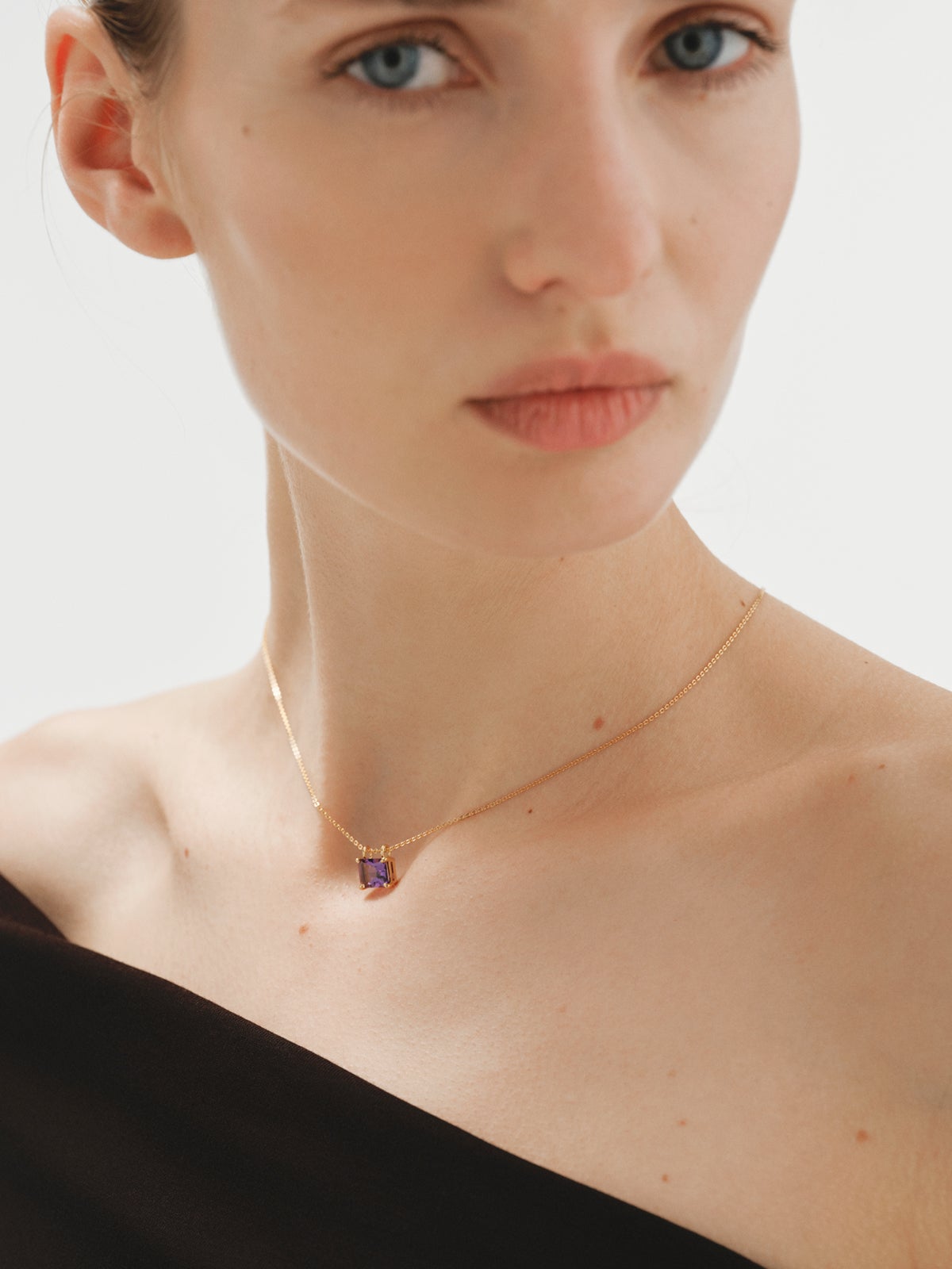 Collar de plata 925 bañada en oro amarillo de 18K con amatista rosa