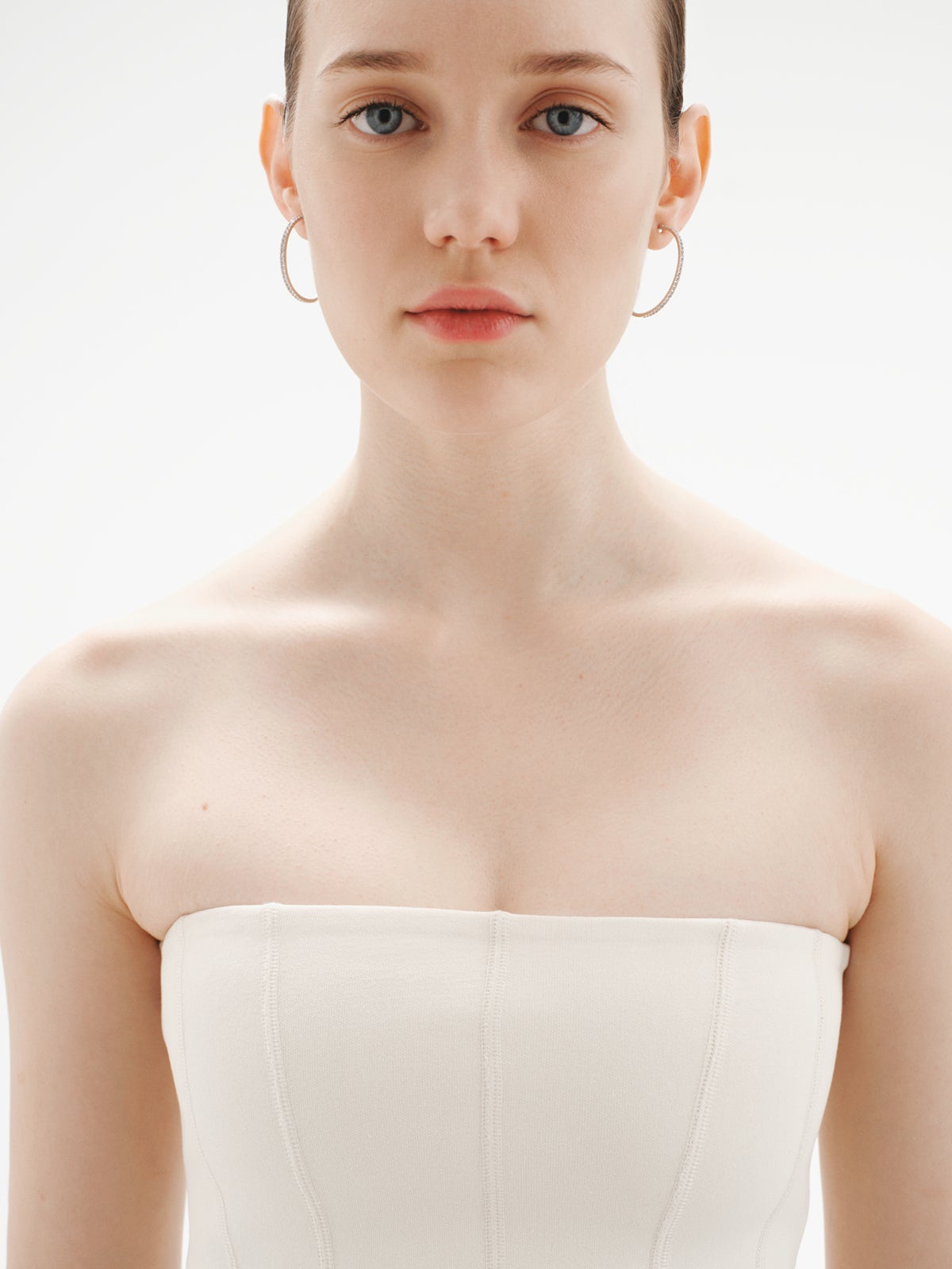 Pendientes de aro grandes de plata 925 con topacios blancos