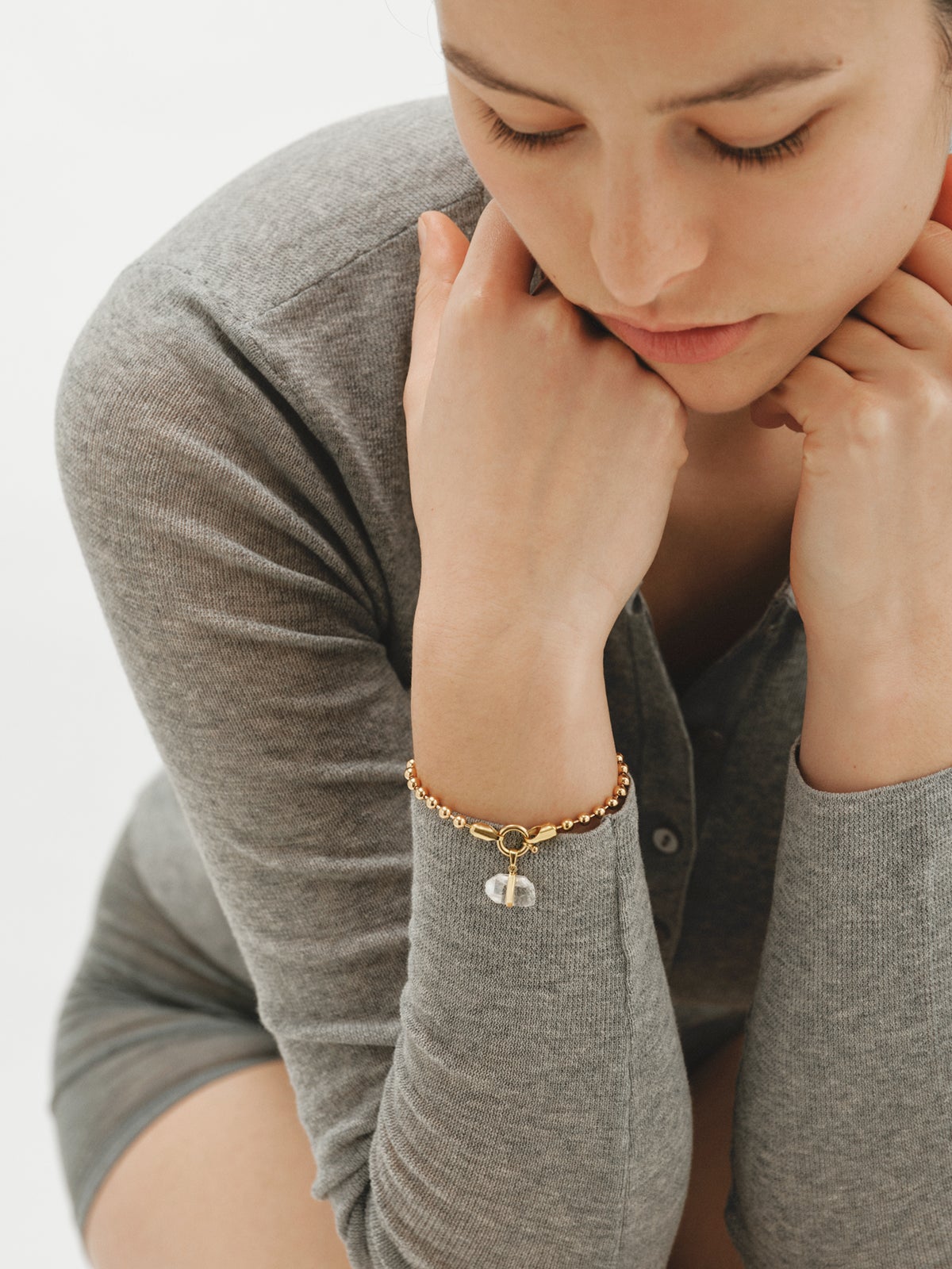 Charm piedra de nacimiento Abril con cuarzo blanco