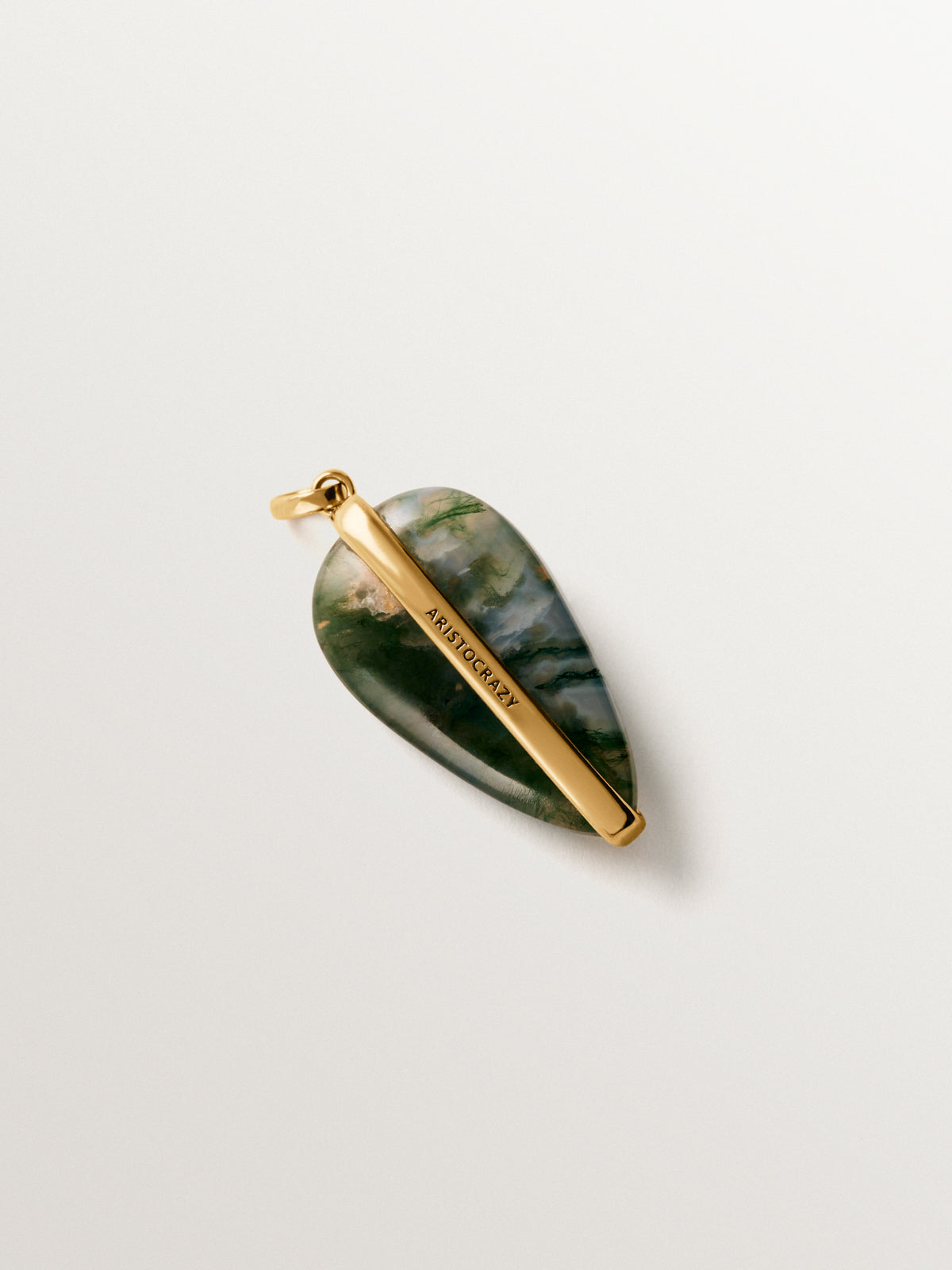 Charm de plata 925 bañada en oro amarillo de 18K con ágata verde