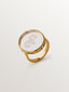 Anillo tipo sello Aries de plata 925 bañada en oro amarillo de 18K y cristal de roca