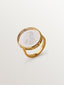 Anillo tipo sello Capricornio de plata 925 bañada en oro amarillo de 18K y cristal de roca