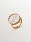Anillo tipo sello Géminis de plata 925 bañada en oro amarillo de 18K y cristal de roca