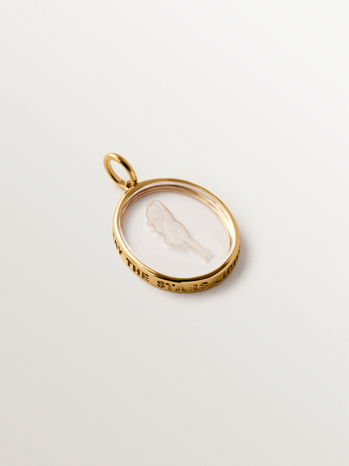 Virgo charm in 925 silver plated in 18K yellow gold and rock crystal