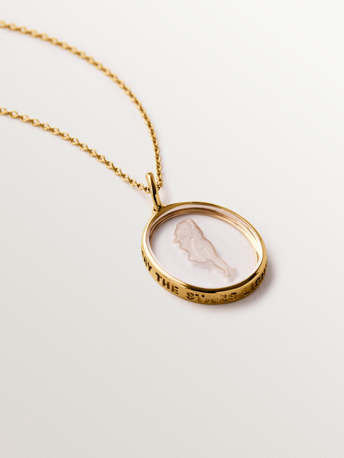 Virgo charm in 925 silver plated in 18K yellow gold and rock crystal