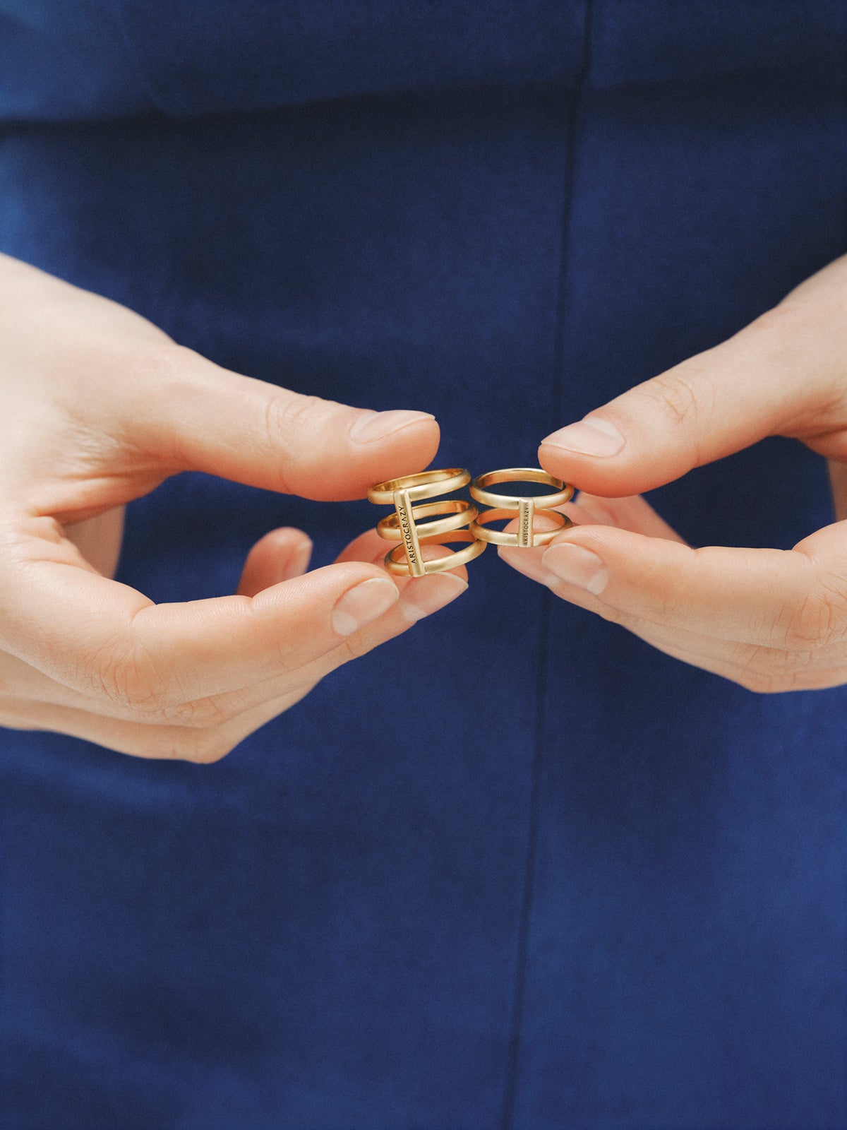 Anillo doble de plata 925 bañada en oro amarillo de 18K