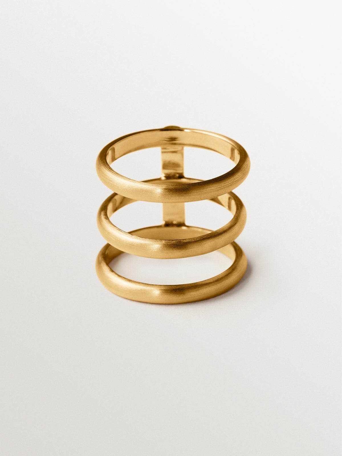 Anillo triple de plata 925 bañada en oro amarillo de 18K