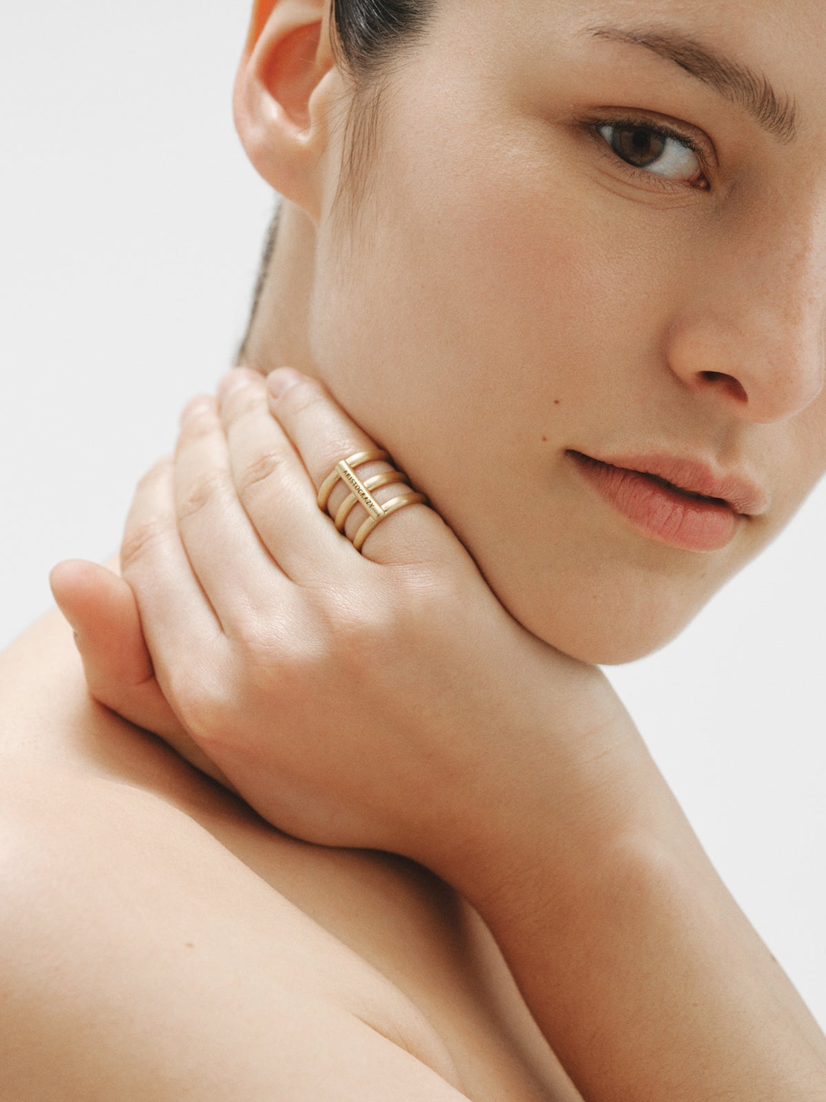 Anillo triple de plata 925 bañada en oro amarillo de 18K