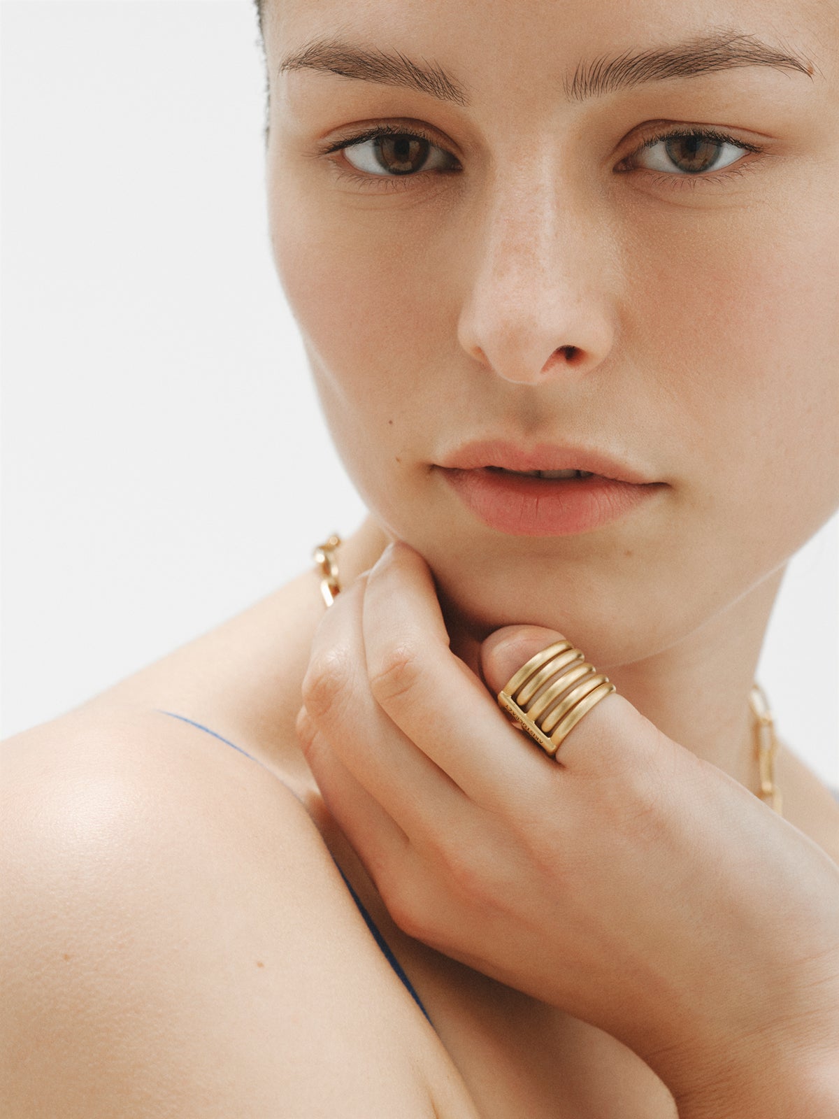 Anillo triple de plata 925 bañada en oro amarillo de 18K