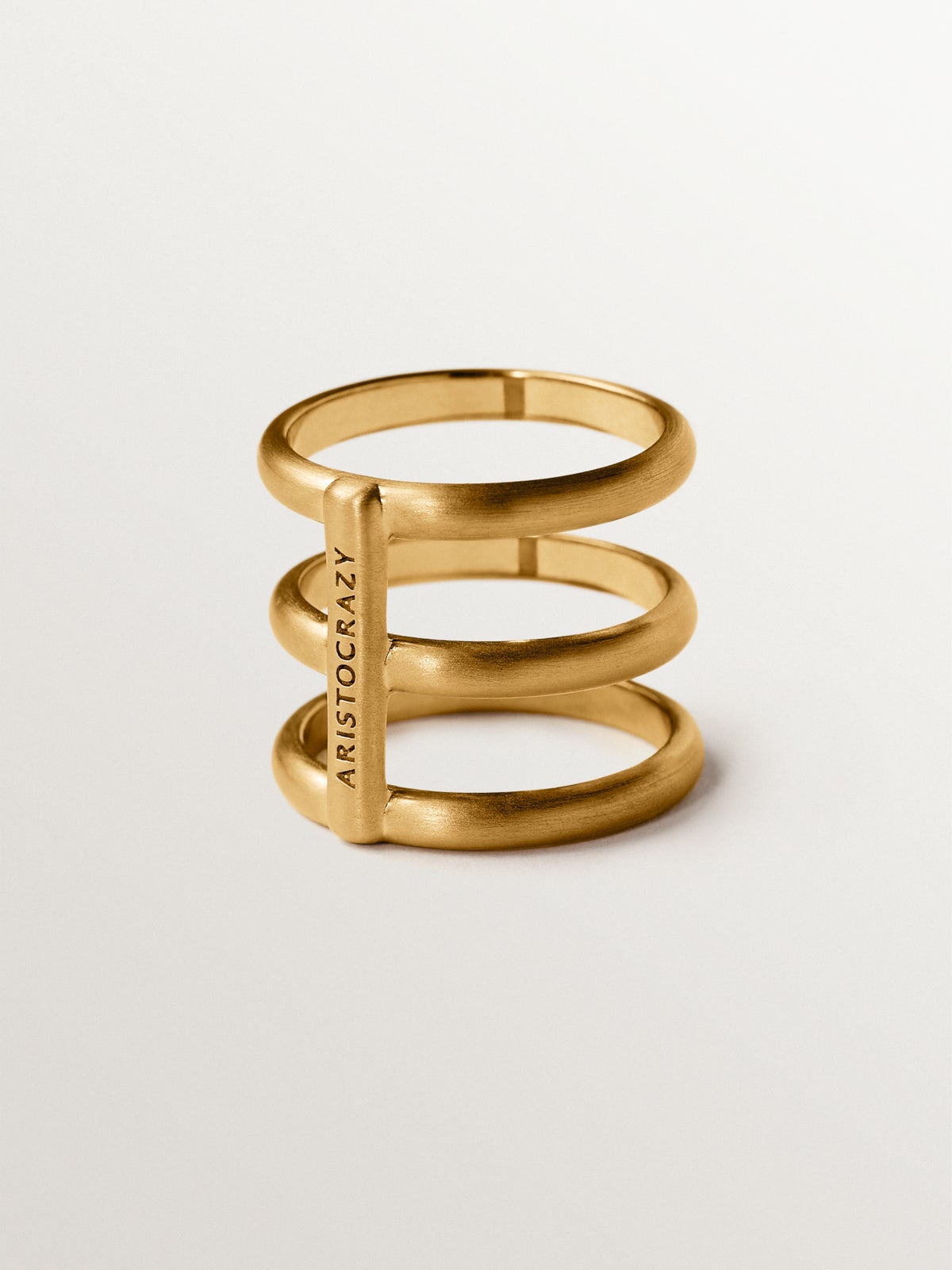 Anillo triple de plata 925 bañada en oro amarillo de 18K