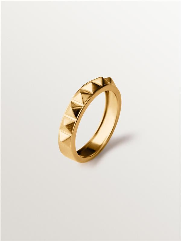 Anillo de plata 925 bañada en oro amarillo de 18K y motivo de tachuelas