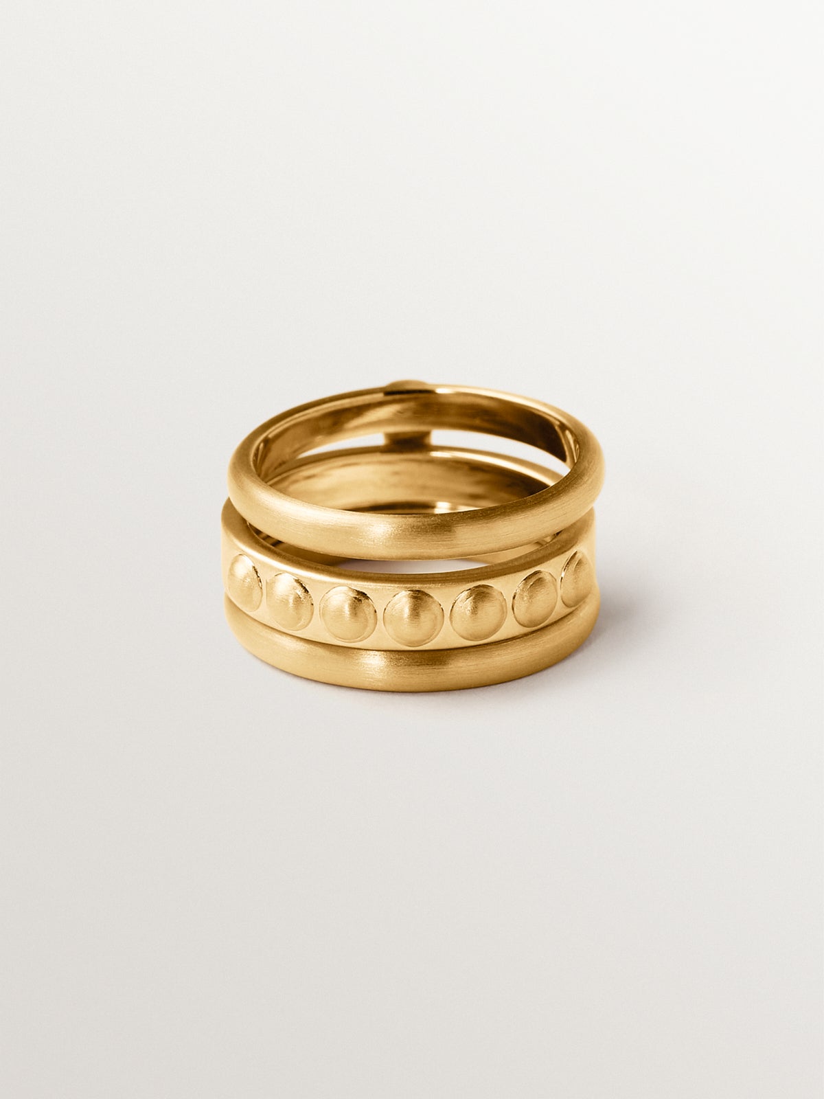 Anillo de plata 925 bañada en oro amarillo de 18K y motivos de esferas