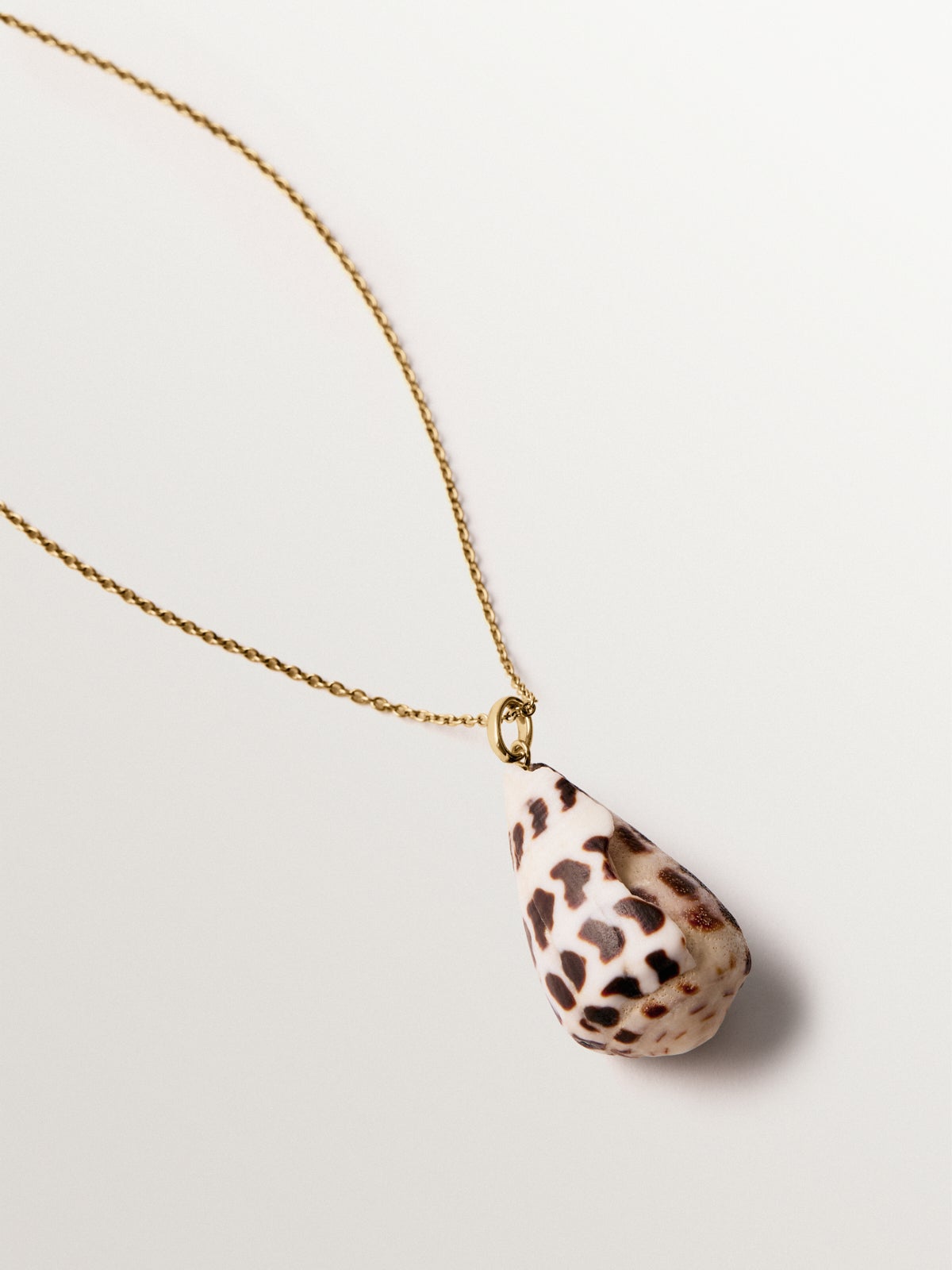 Charm de plata 925 bañada en oro amarillo de 18K con concha marrón