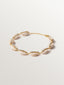Pulsera de plata 925 bañada en oro amarillo de 18K con conchas blancas y cristales