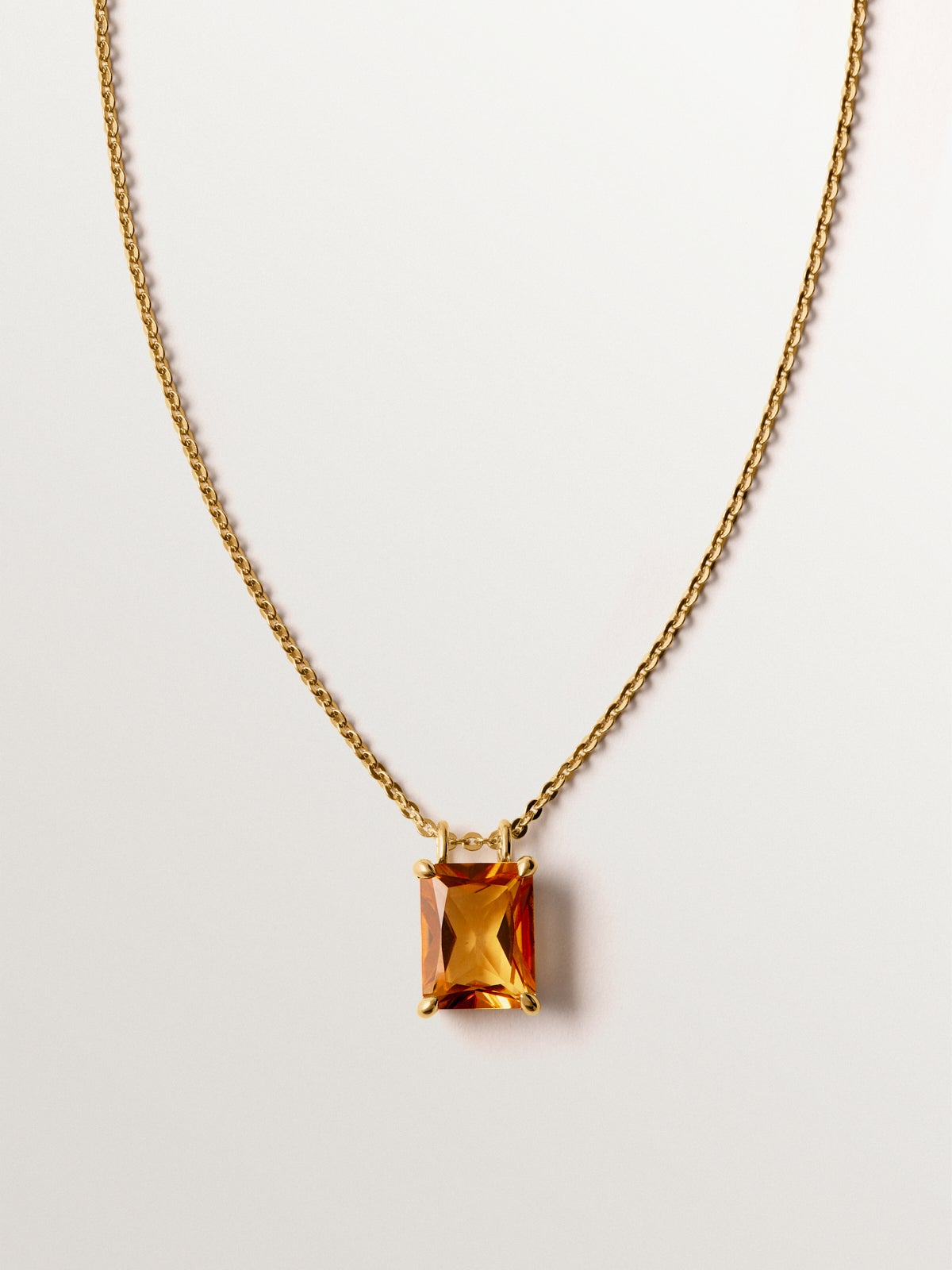 Collar de plata 925 bañada en oro amarillo de 18K con citrino naranja