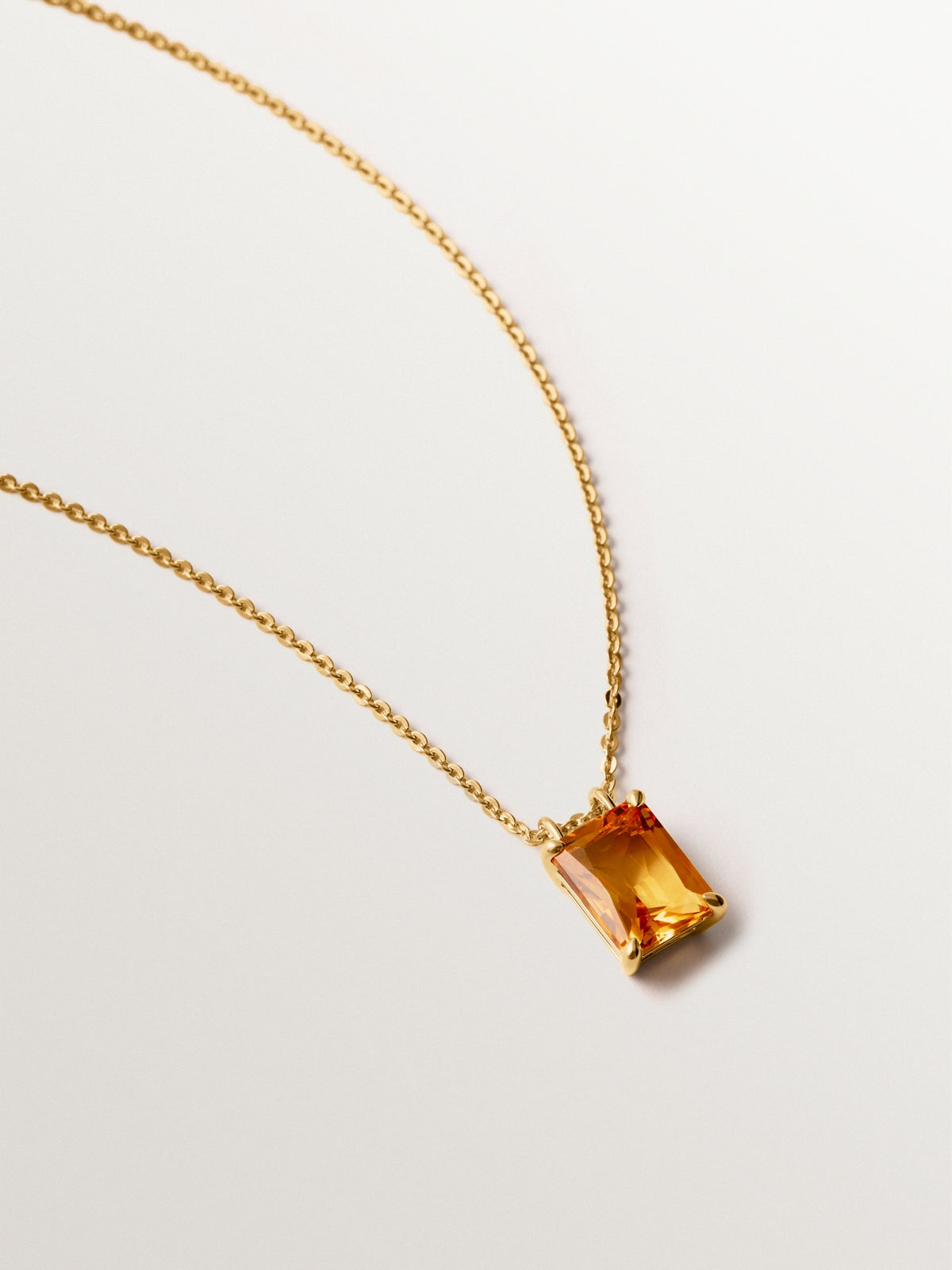 Collar de plata 925 bañada en oro amarillo de 18K con citrino naranja