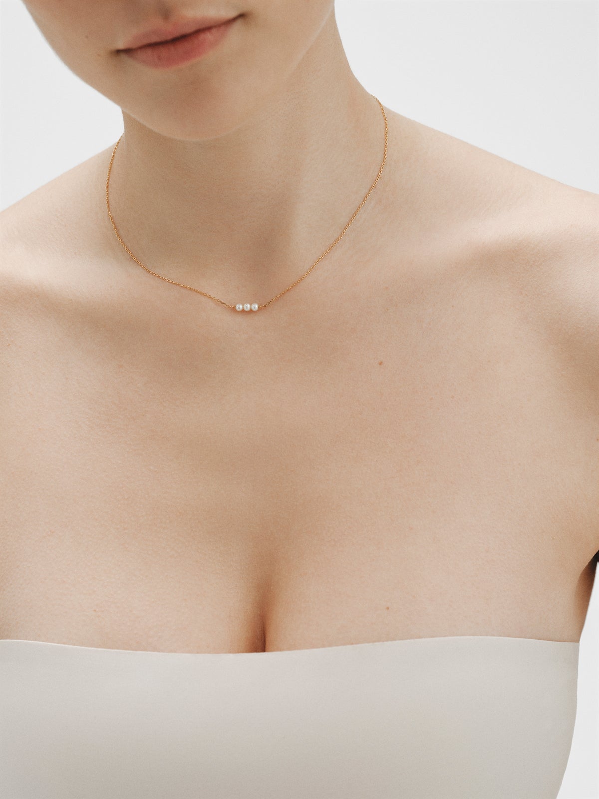 Collar de plata 925 bañada en oro amarillo de 18K con perlas