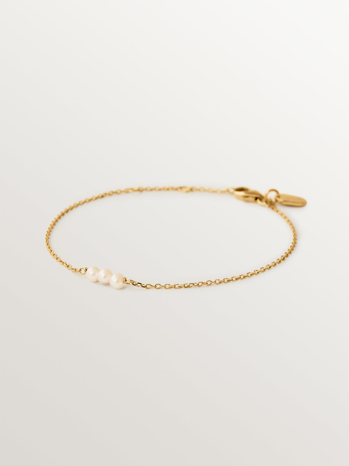 Pulsera de plata 925 bañada en oro amarillo de 18K con perlas