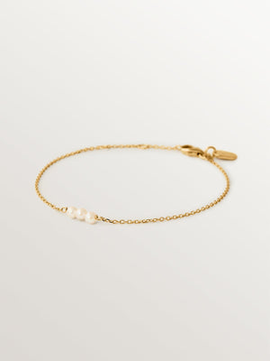 Pulsera de plata 925 bañada en oro amarillo de 18K con perlas