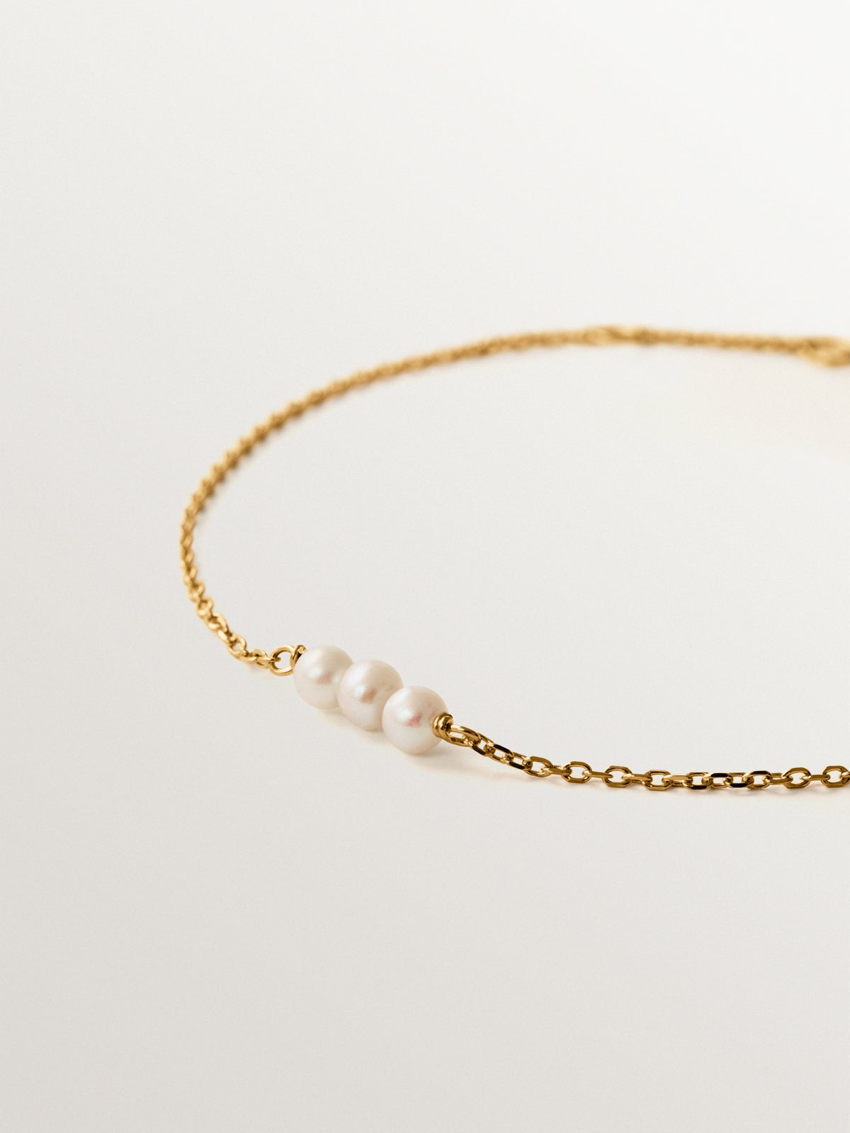 Pulsera de plata 925 bañada en oro amarillo de 18K con perlas