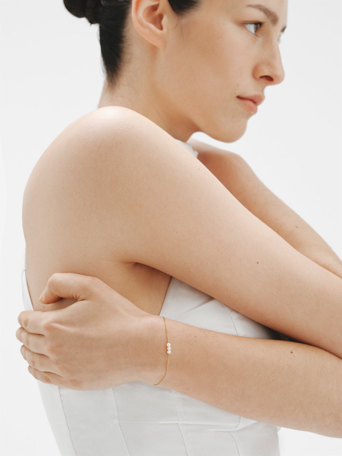 Pulsera de plata 925 bañada en oro amarillo de 18K con perlas