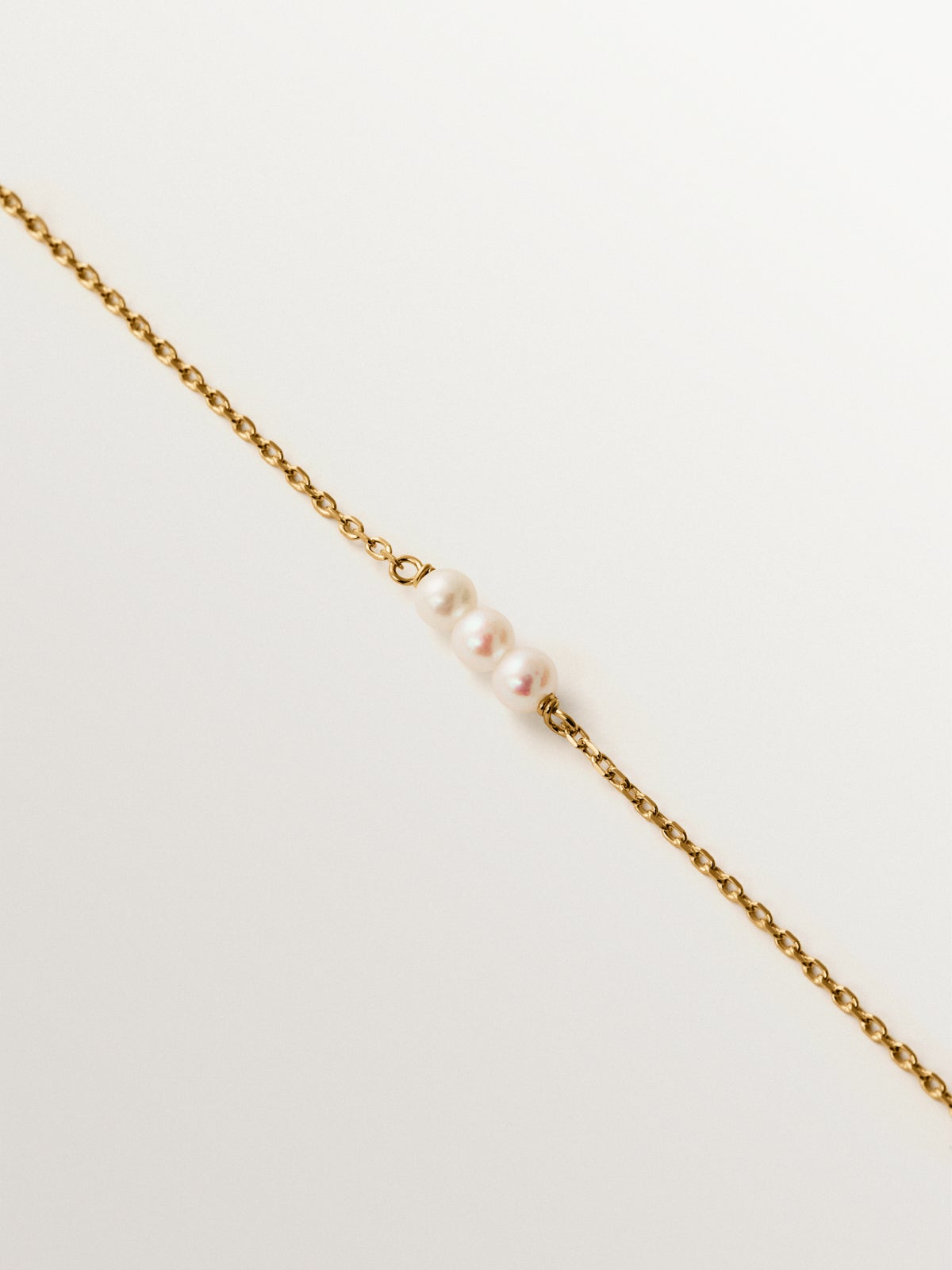 Pulsera de plata 925 bañada en oro amarillo de 18K con perlas