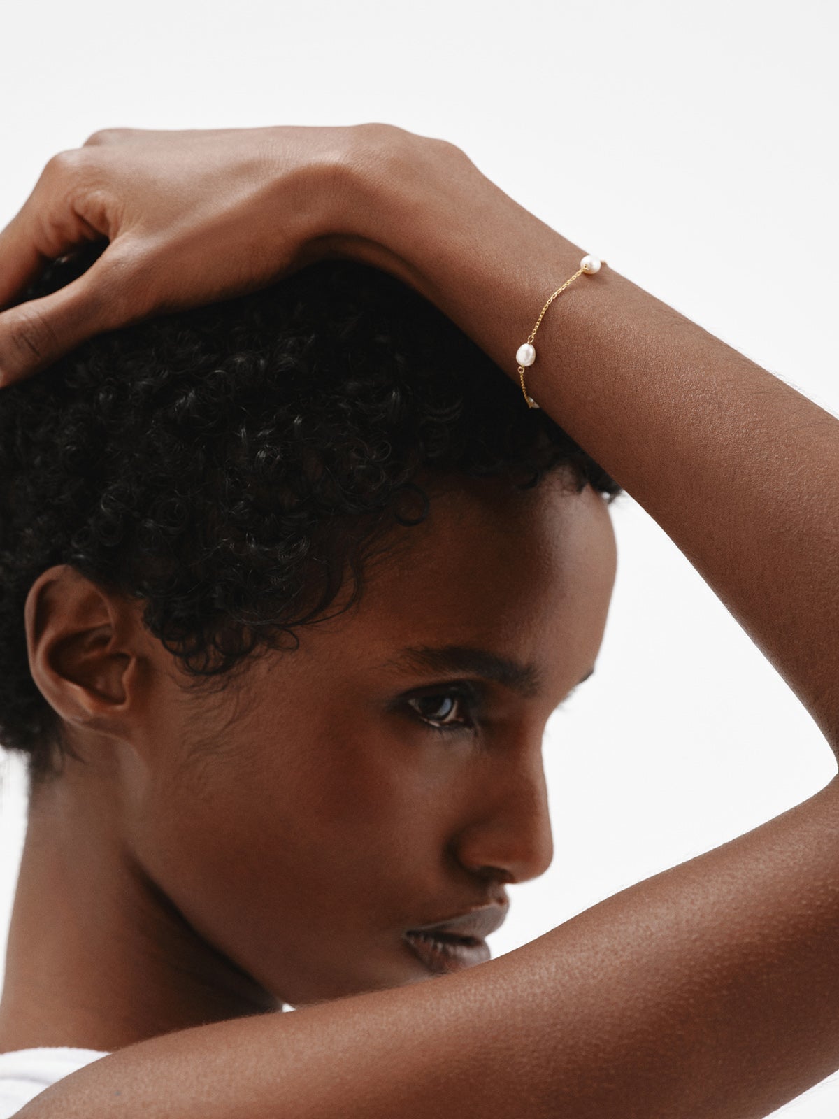 Pulsera de plata 925 bañada en oro amarillo de 18K con perlas