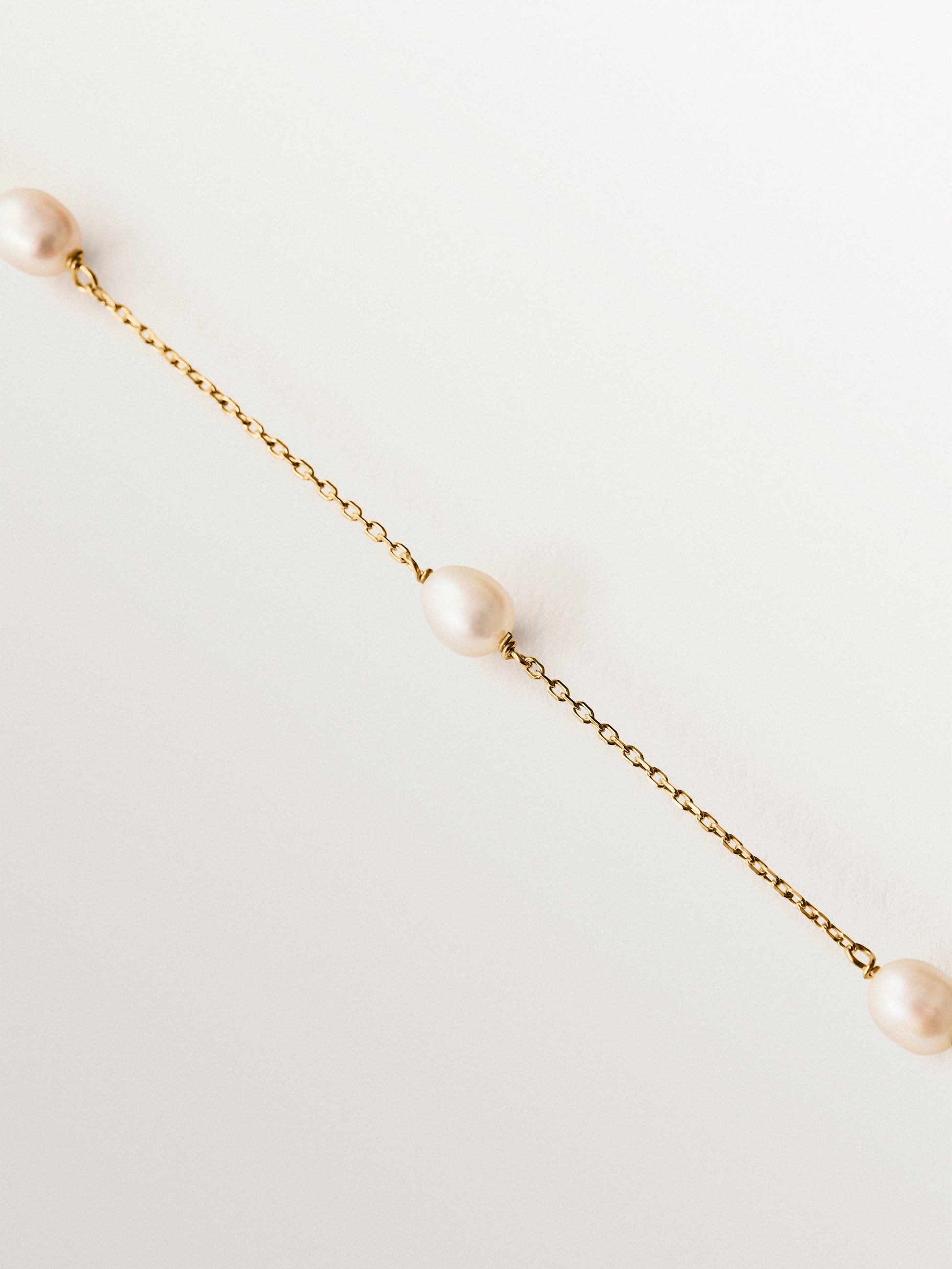 Pulsera de plata 925 bañada en oro amarillo de 18K con perlas