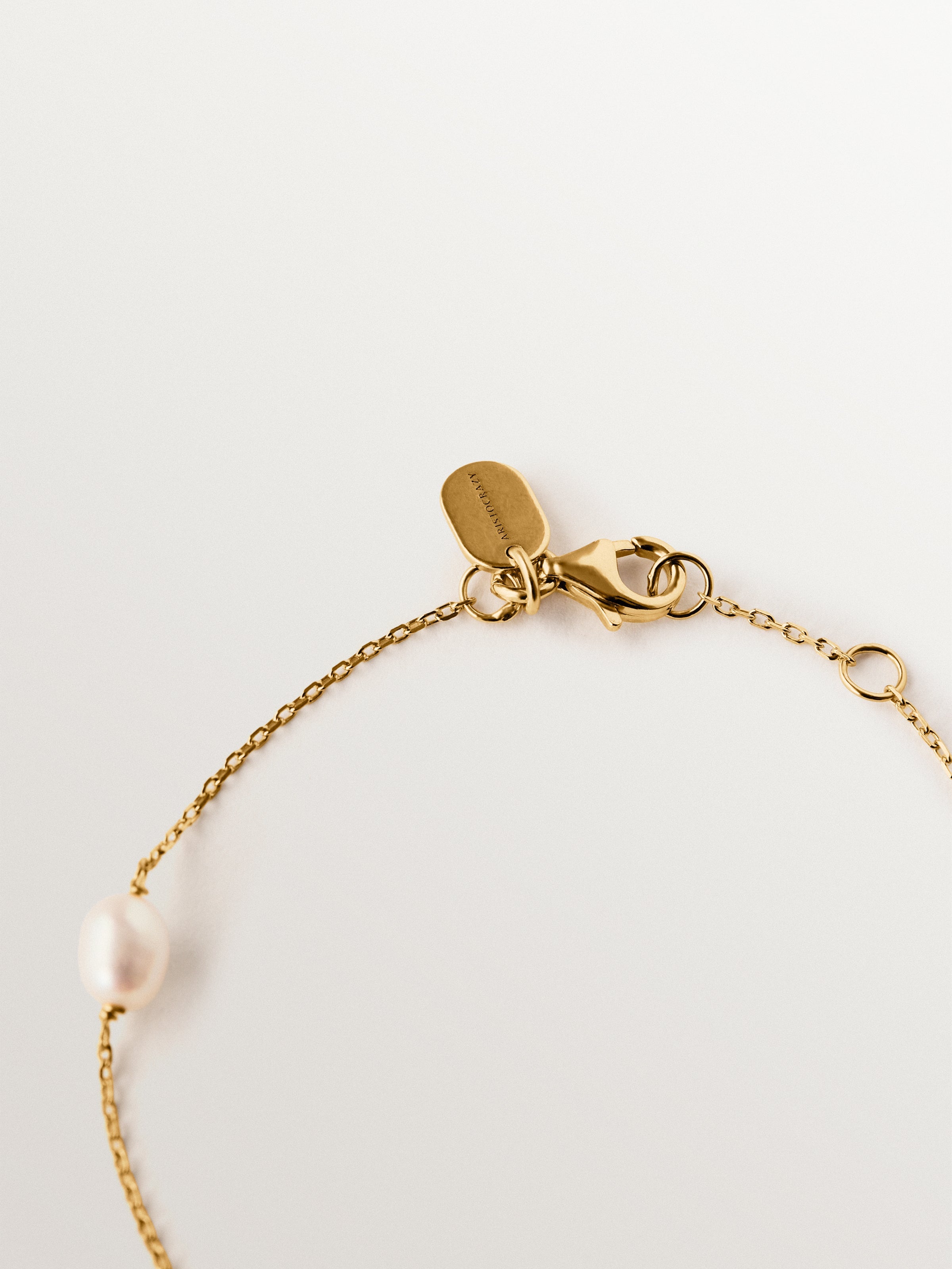 Pulsera de plata 925 bañada en oro amarillo de 18K con perlas