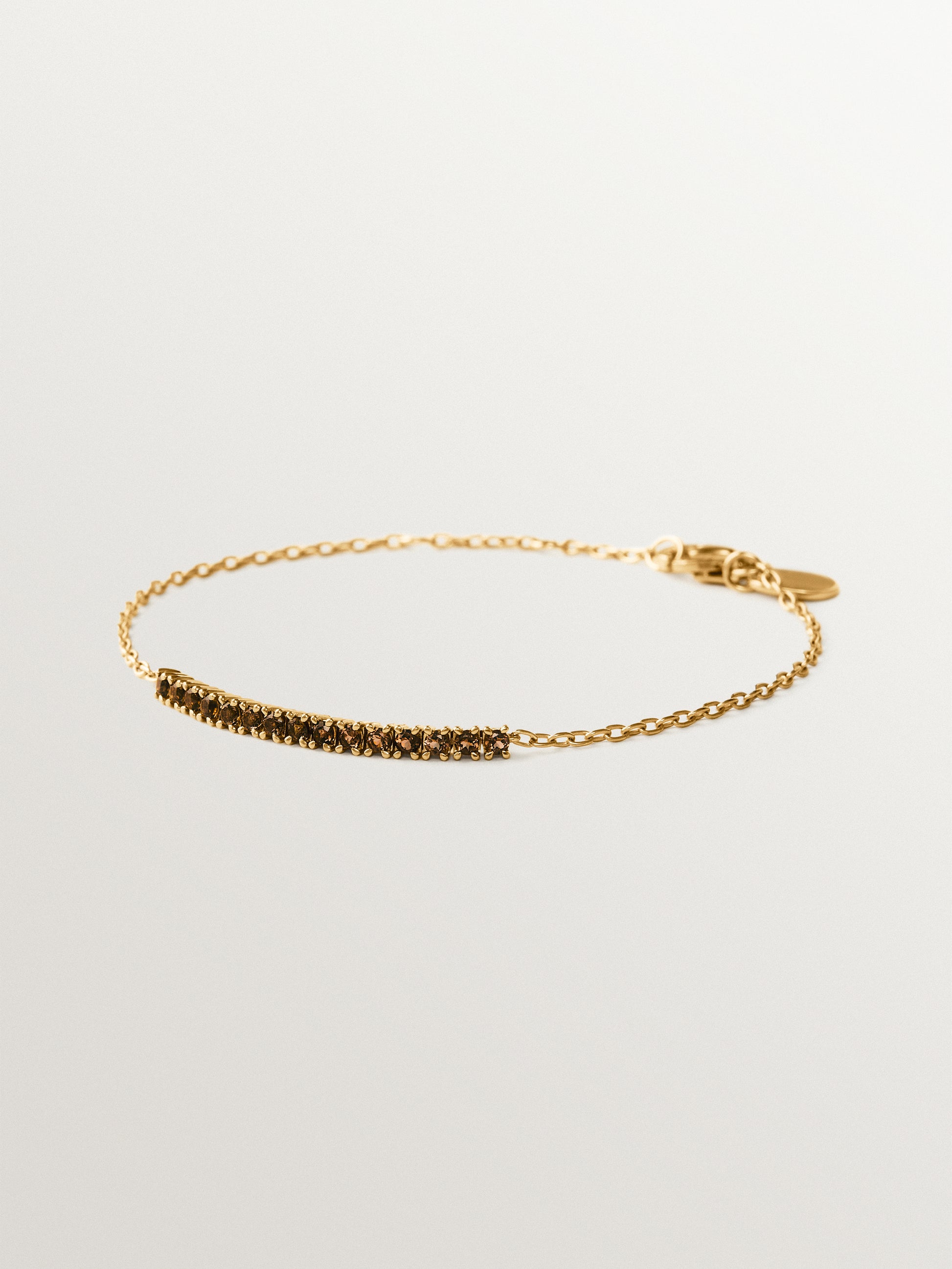 Pulsera de plata 925 bañada en oro de 18K con topacios marrones