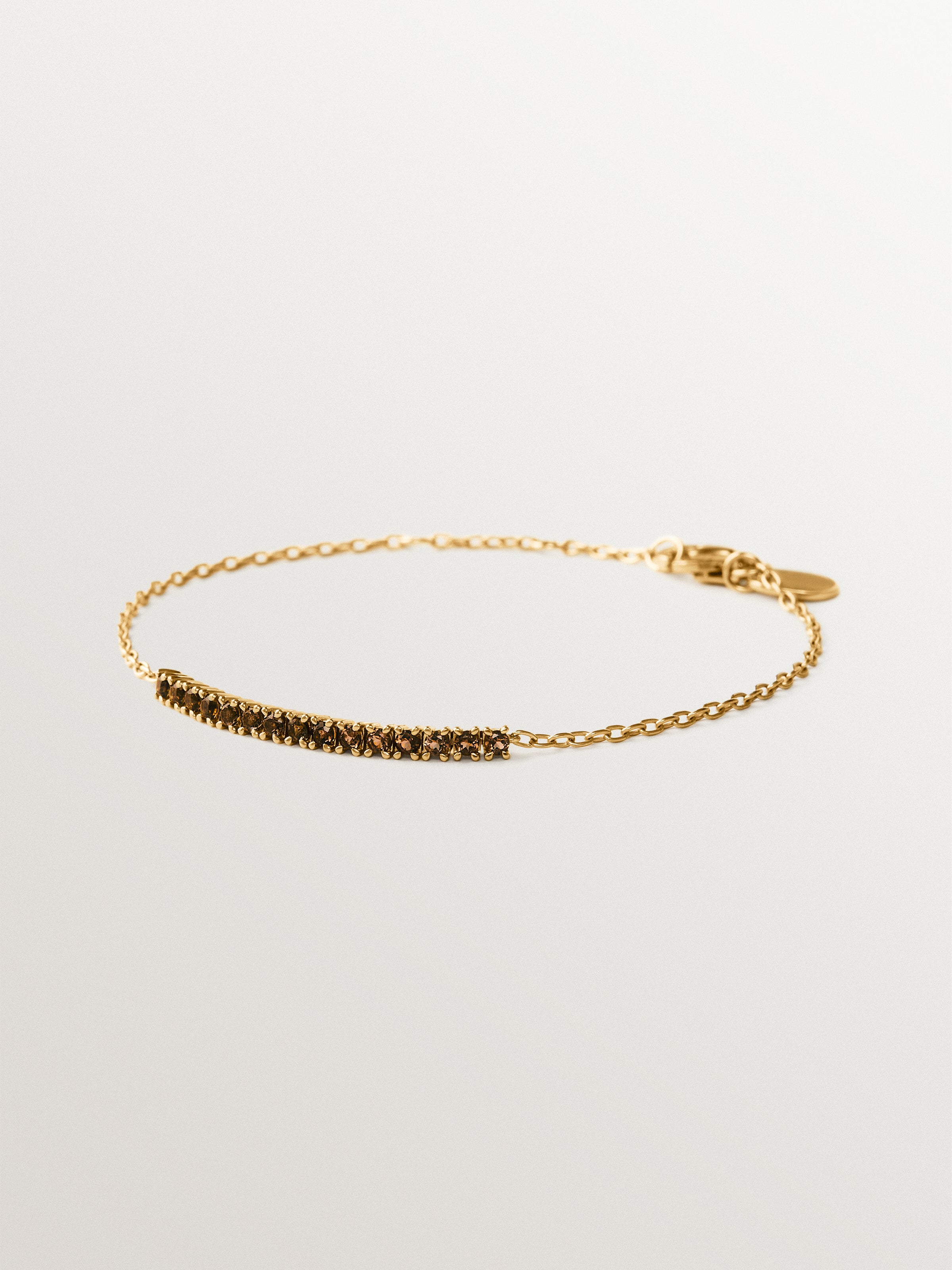 Pulsera de plata 925 bañada en oro de 18K con topacios marrones
