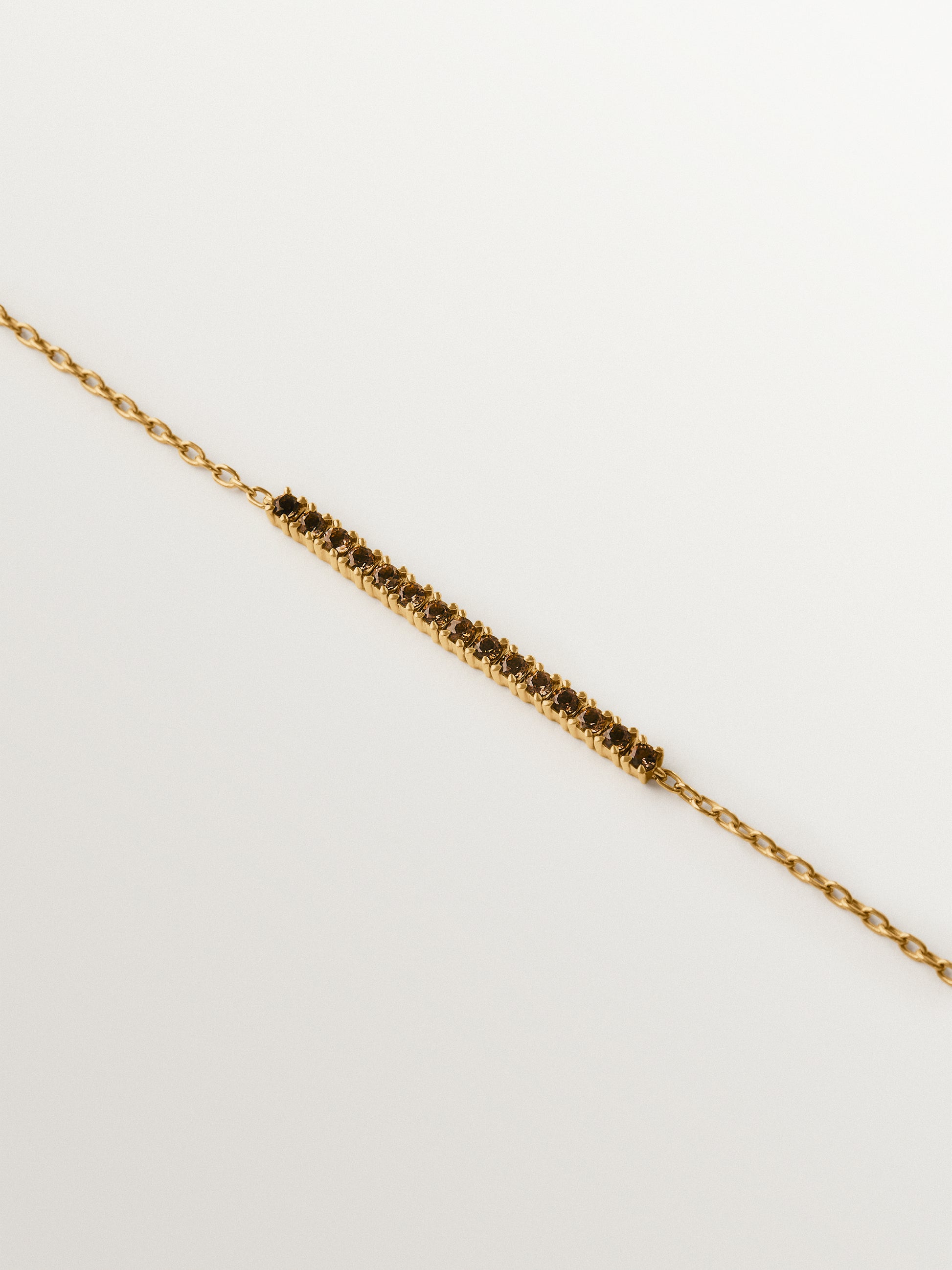 Pulsera de plata 925 bañada en oro de 18K con topacios marrones