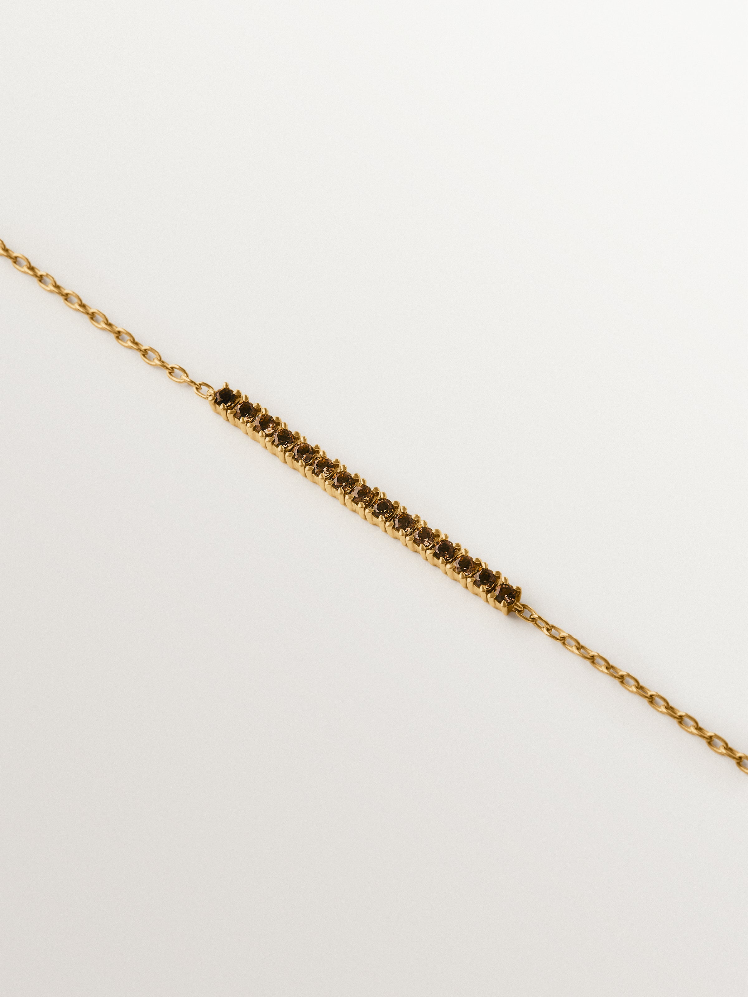 Pulsera de plata 925 bañada en oro de 18K con topacios marrones