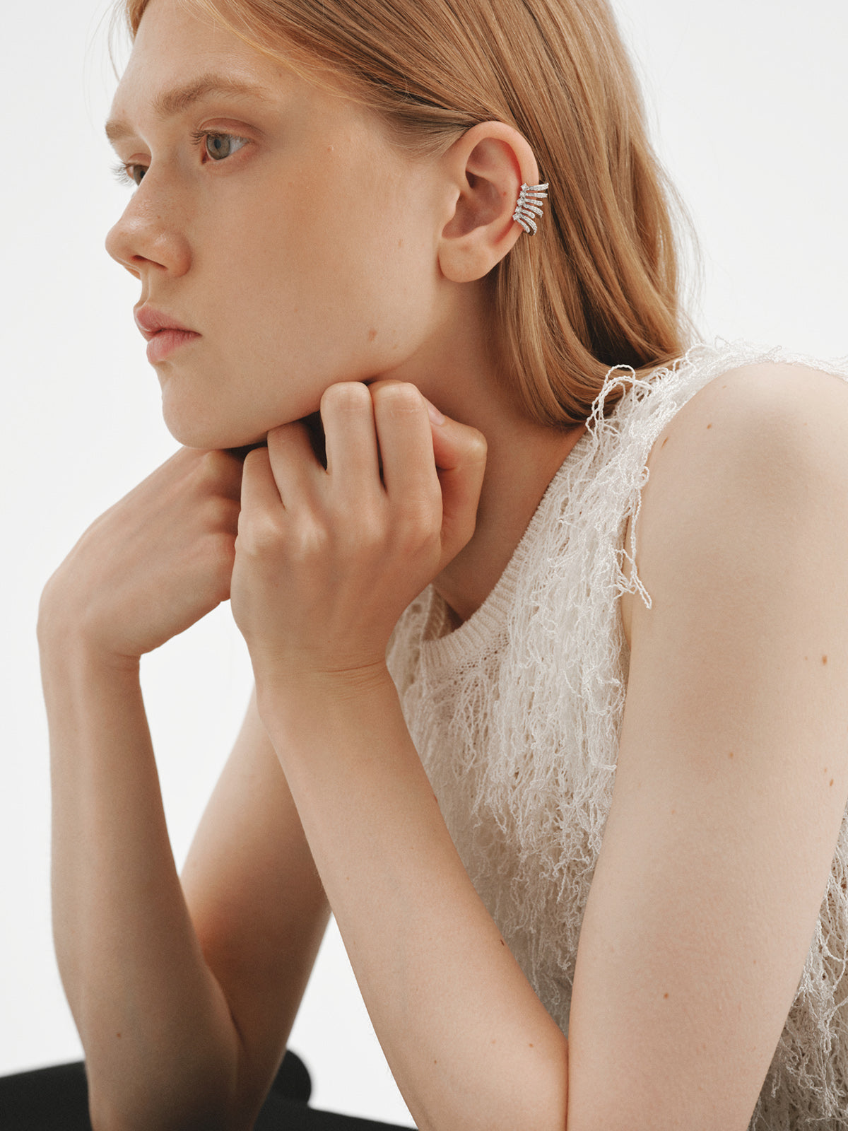 Earcuff de plata 925 con diamantes lab grown